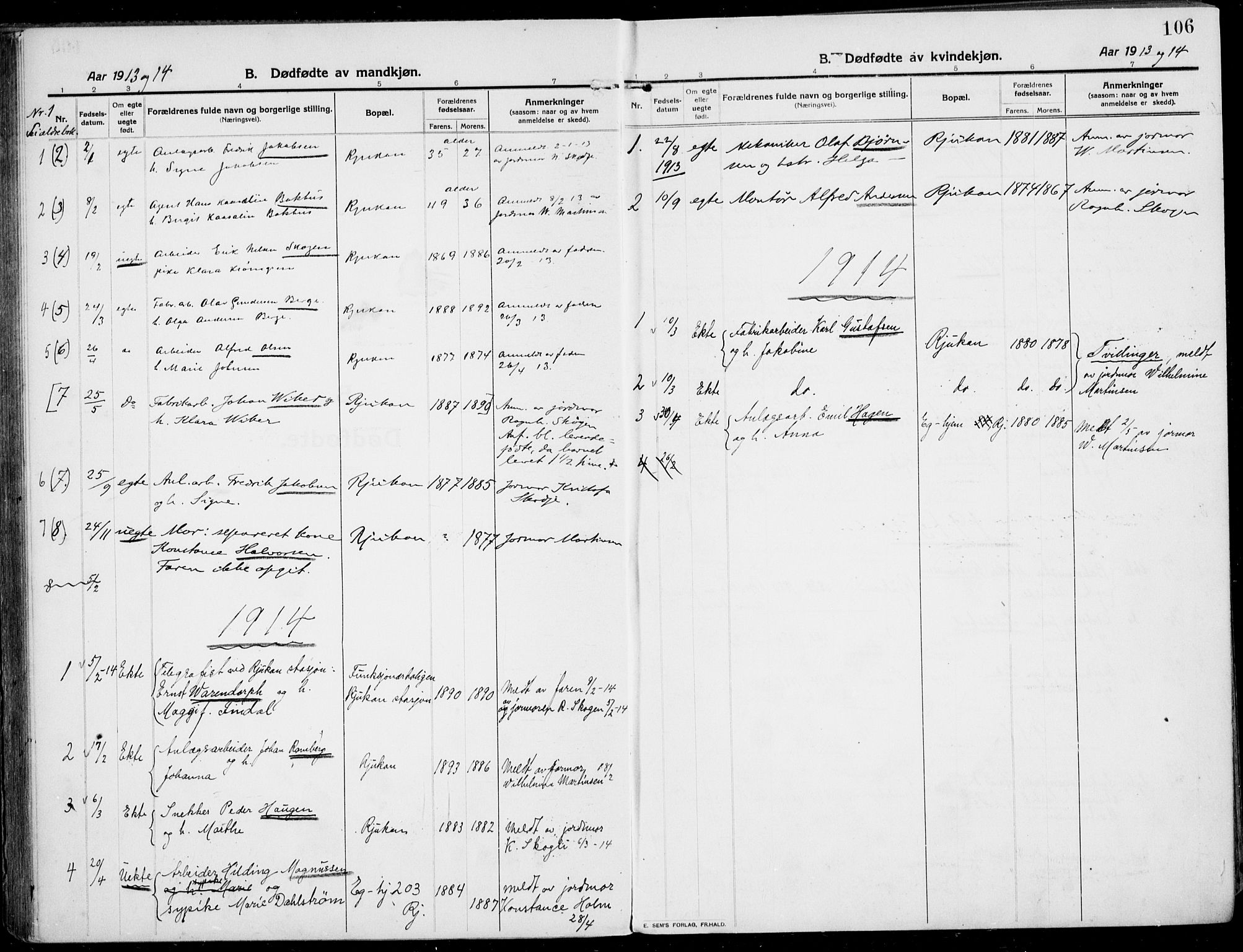 Rjukan kirkebøker, SAKO/A-294/F/Fa/L0002: Parish register (official) no. 2, 1912-1917, p. 106