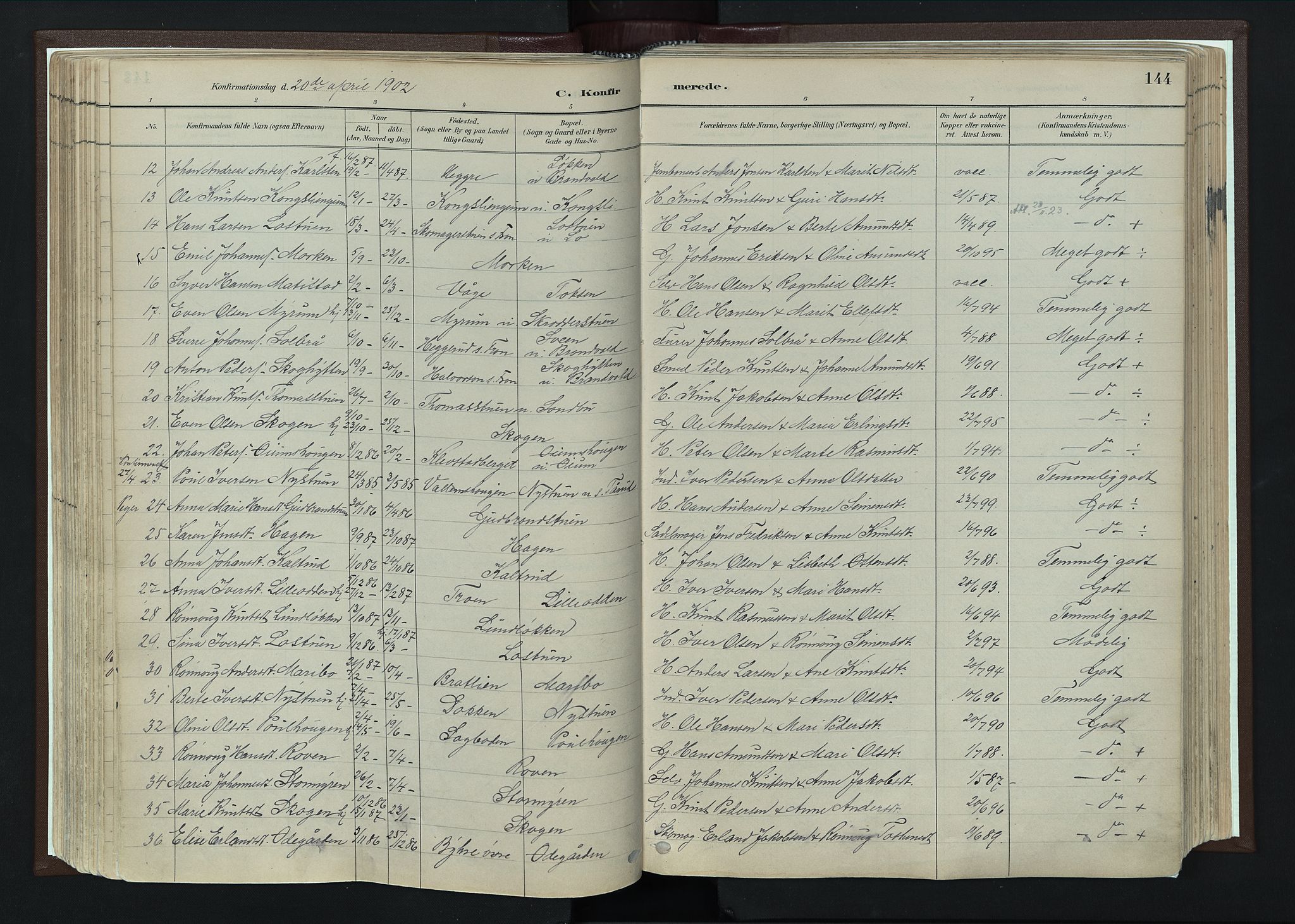 Nord-Fron prestekontor, SAH/PREST-080/H/Ha/Haa/L0004: Parish register (official) no. 4, 1884-1914, p. 144