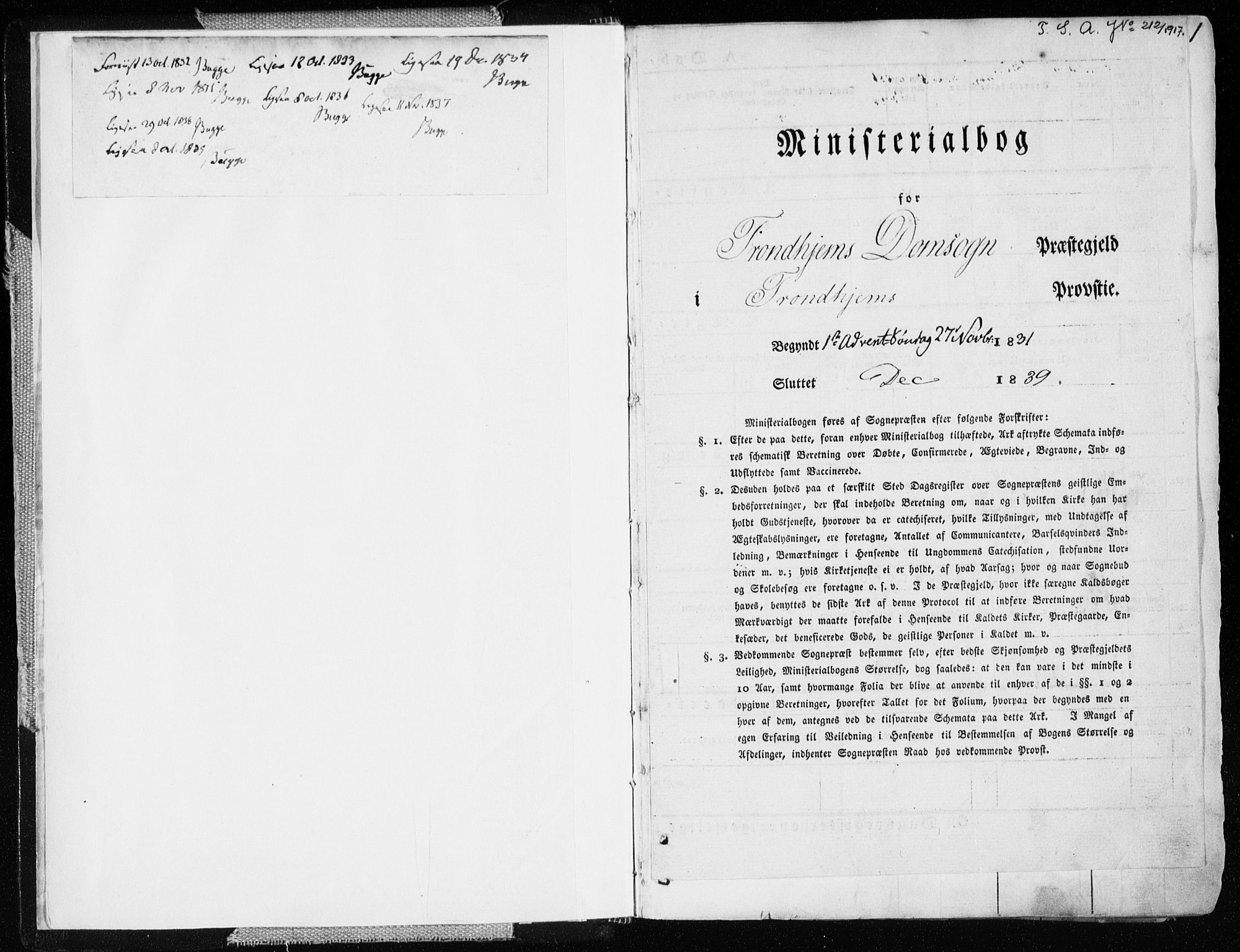 Ministerialprotokoller, klokkerbøker og fødselsregistre - Sør-Trøndelag, SAT/A-1456/601/L0047: Parish register (official) no. 601A15, 1831-1839