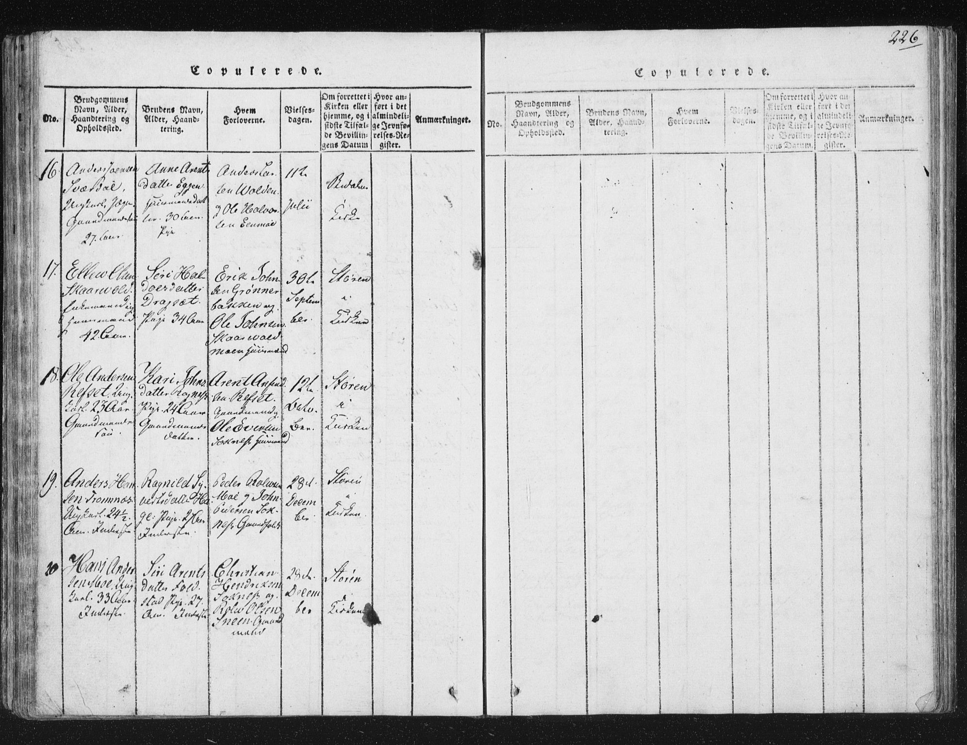 Ministerialprotokoller, klokkerbøker og fødselsregistre - Sør-Trøndelag, SAT/A-1456/687/L0996: Parish register (official) no. 687A04, 1816-1842, p. 226
