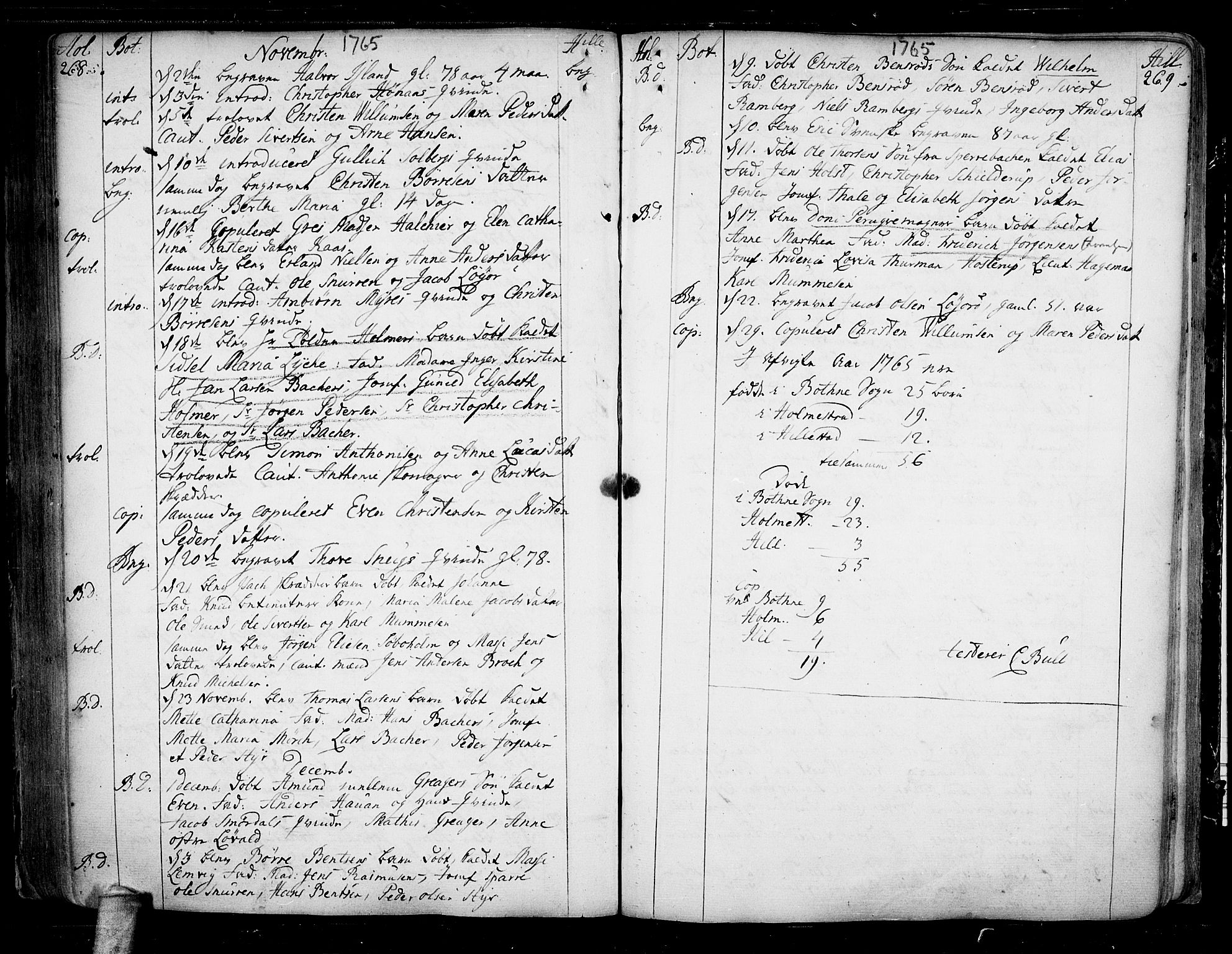 Botne kirkebøker, AV/SAKO-A-340/F/Fa/L0001a: Parish register (official) no. I 1A, 1707-1778, p. 268-269