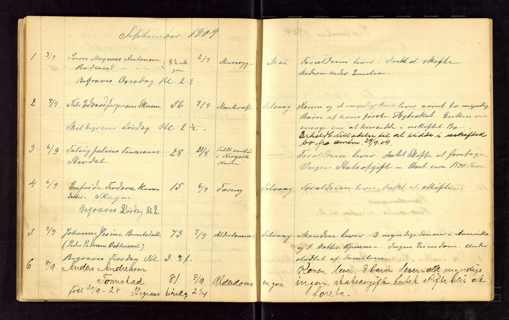 Lista lensmannskontor, AV/SAK-1241-0030/F/Fe/L0001/0001: Dødsfallsprotokoller nr 12 / Dødsfallsprotokoll, 1905-1911