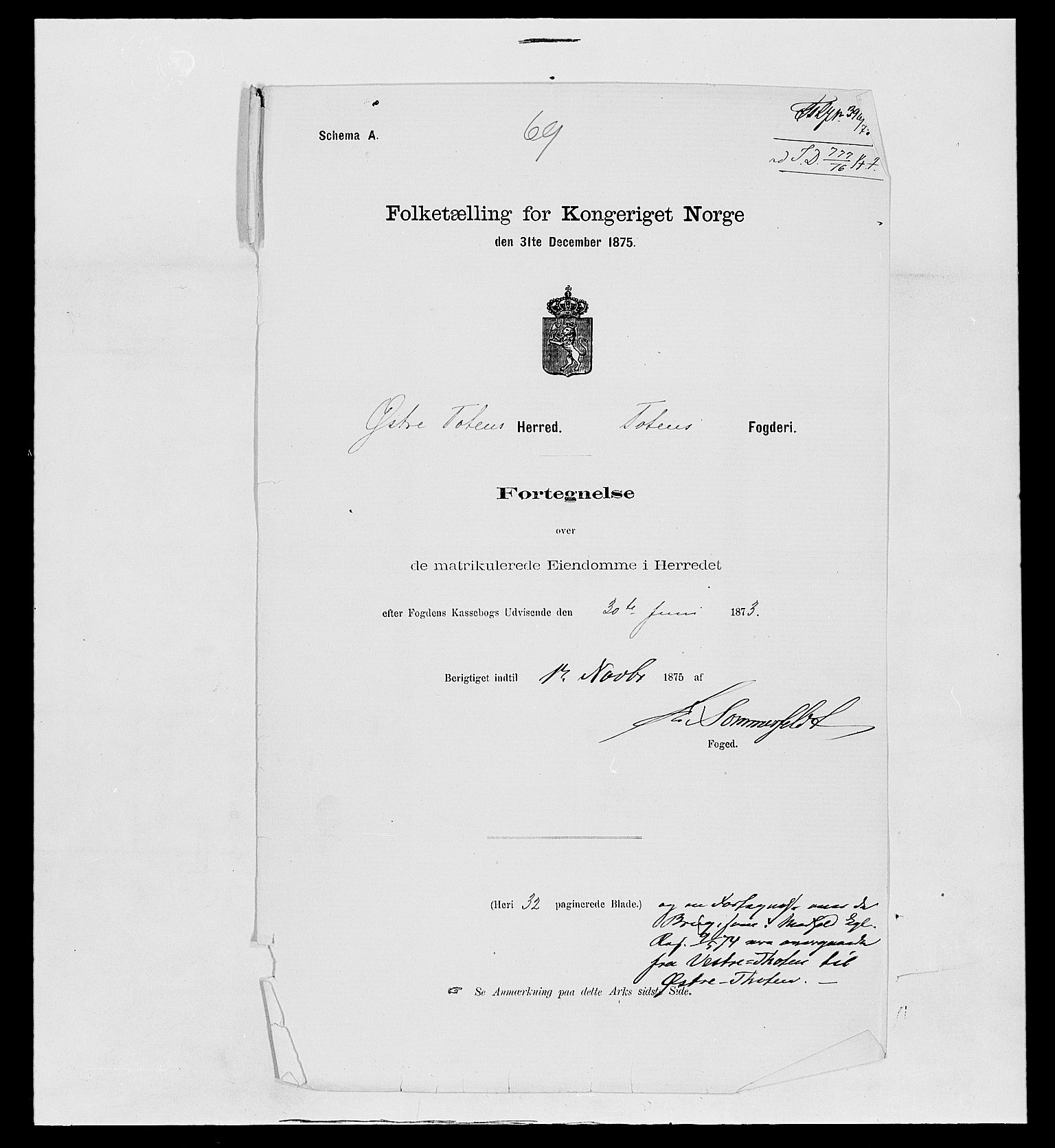 SAH, 1875 census for 0528P Østre Toten, 1875, p. 77