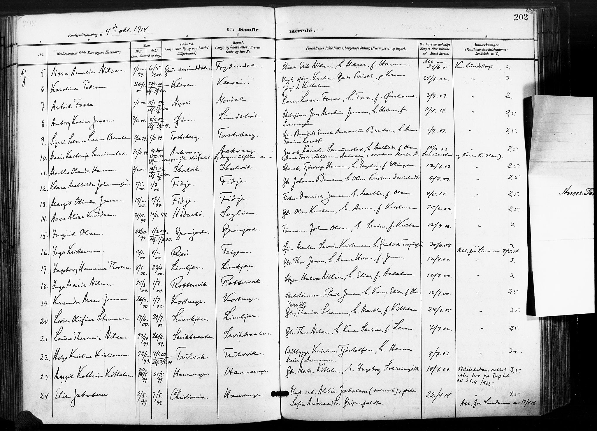 Søndeled sokneprestkontor, AV/SAK-1111-0038/F/Fa/L0006: Parish register (official) no. A 6, 1900-1922, p. 202
