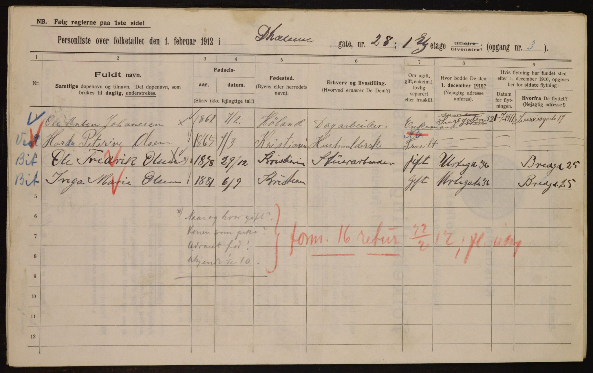 OBA, Municipal Census 1912 for Kristiania, 1912, p. 17480