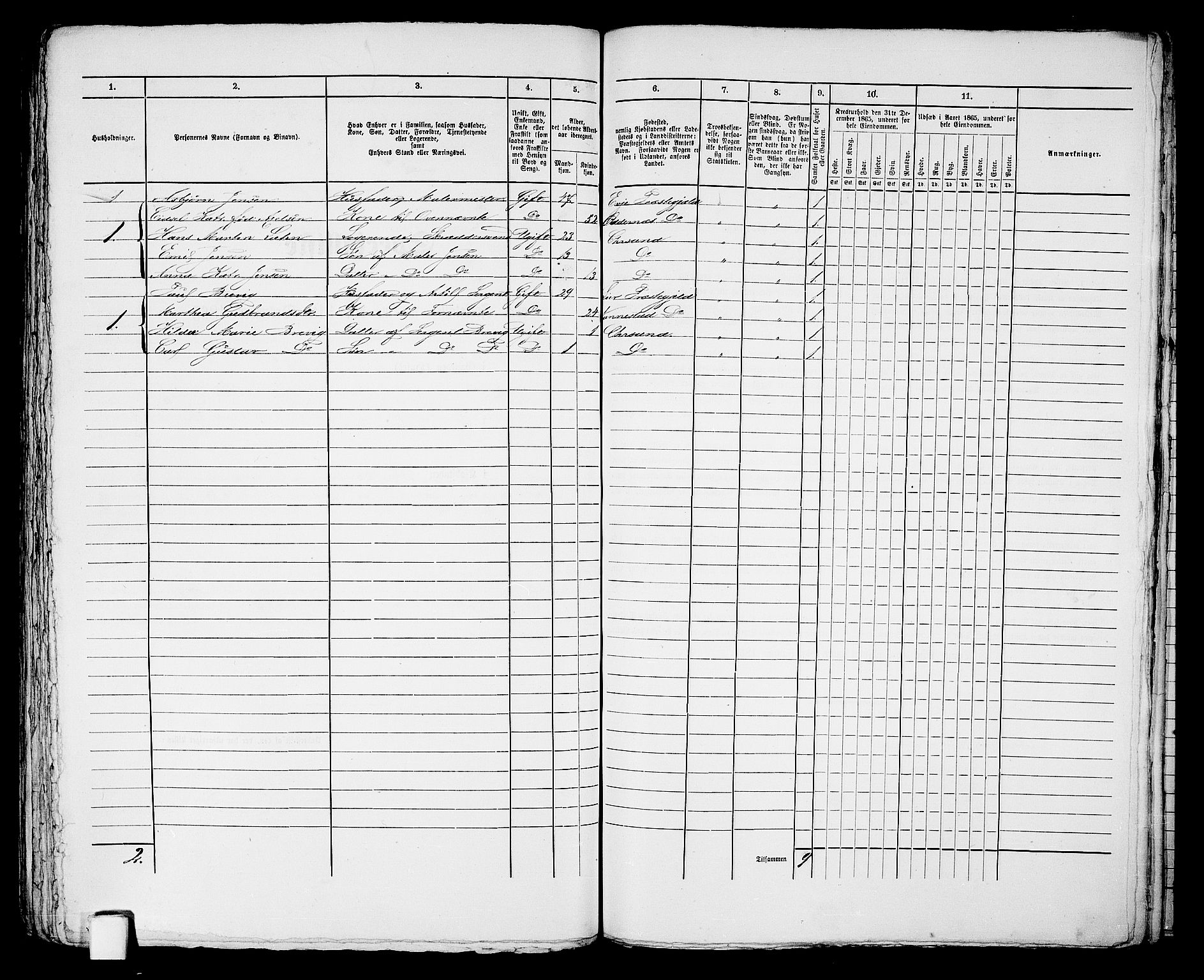 RA, 1865 census for Kristiansand, 1865, p. 456