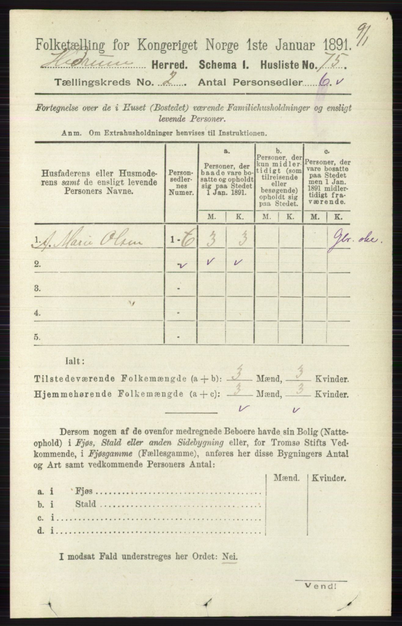 RA, 1891 census for 0727 Hedrum, 1891, p. 358