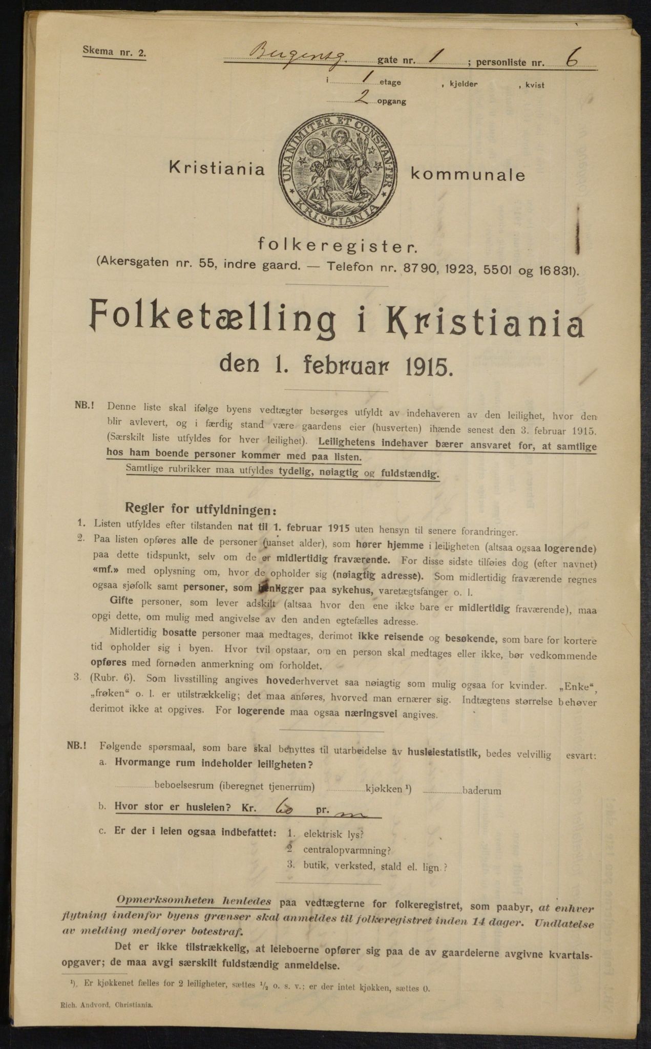 OBA, Municipal Census 1915 for Kristiania, 1915, p. 3753