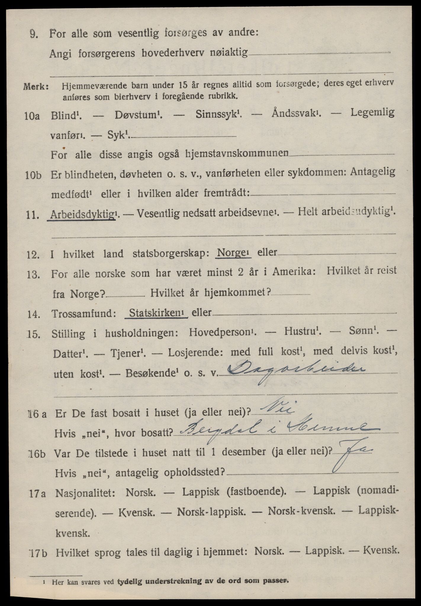 SAT, 1920 census for Hemne, 1920, p. 2135