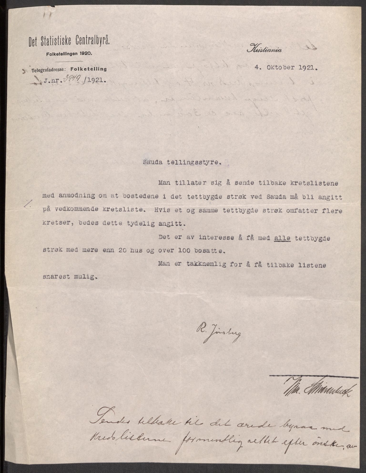 SAST, 1920 census for Sauda, 1920, p. 4