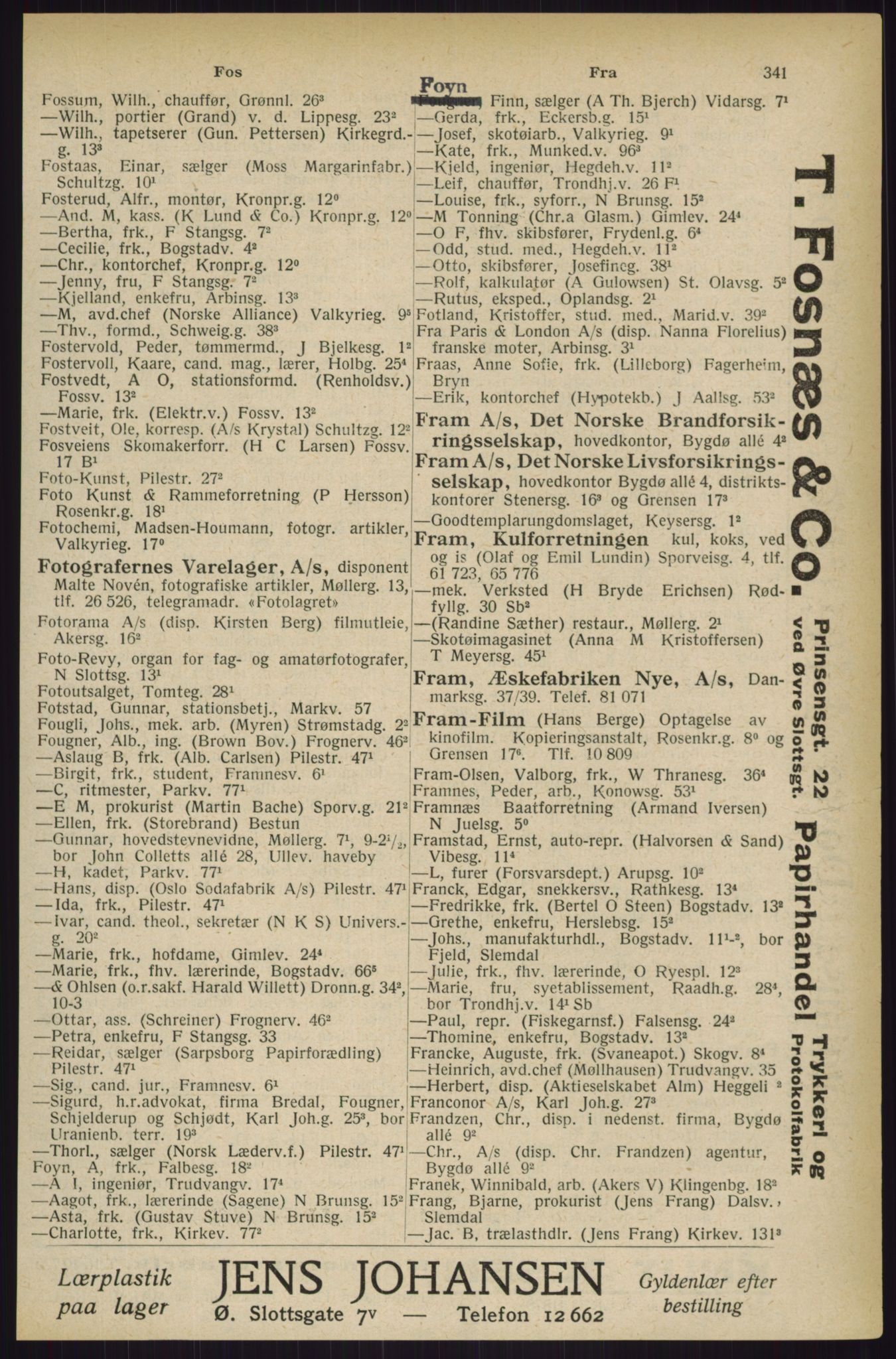 Kristiania/Oslo adressebok, PUBL/-, 1927, p. 341