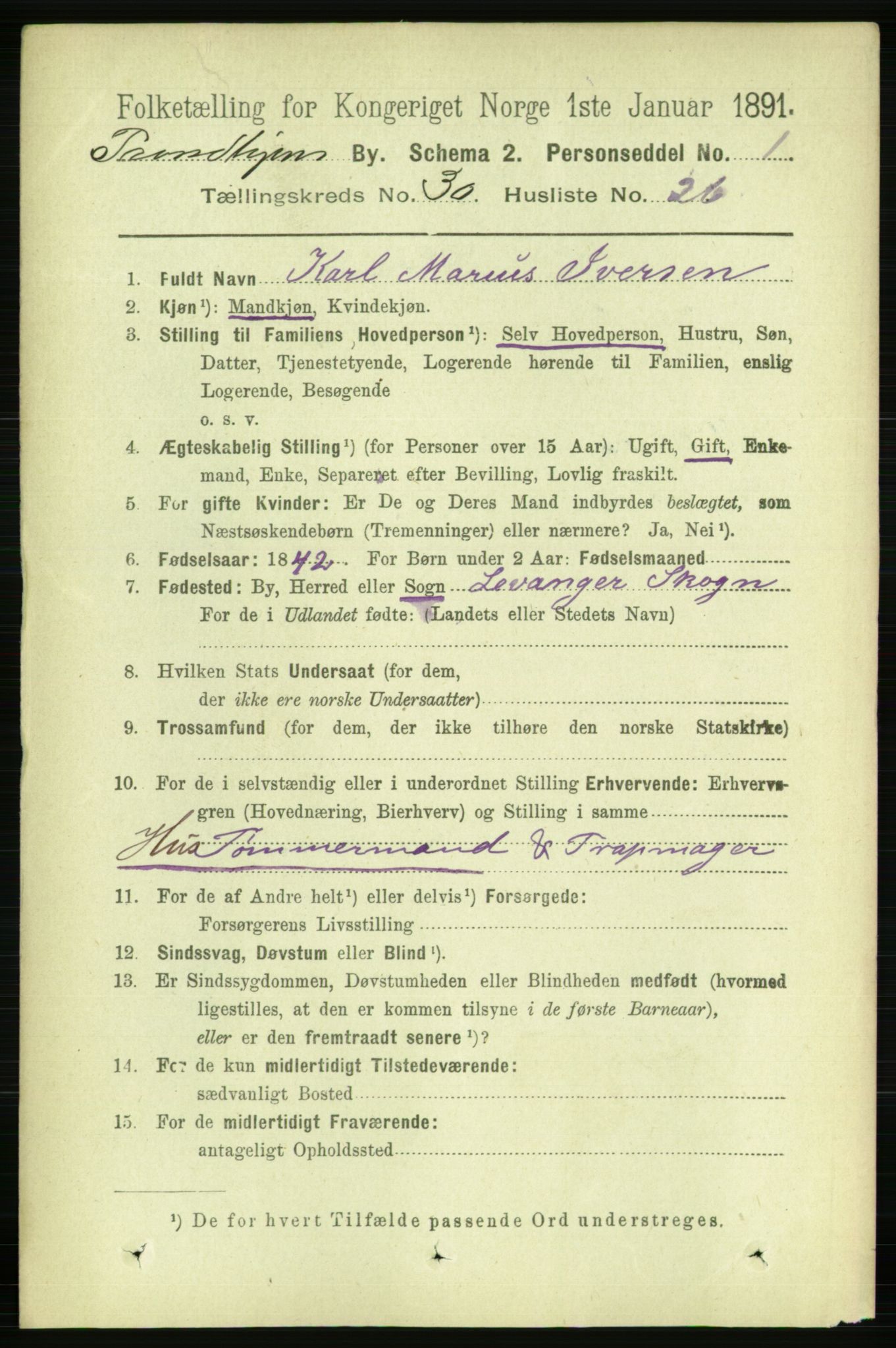 RA, 1891 census for 1601 Trondheim, 1891, p. 22701