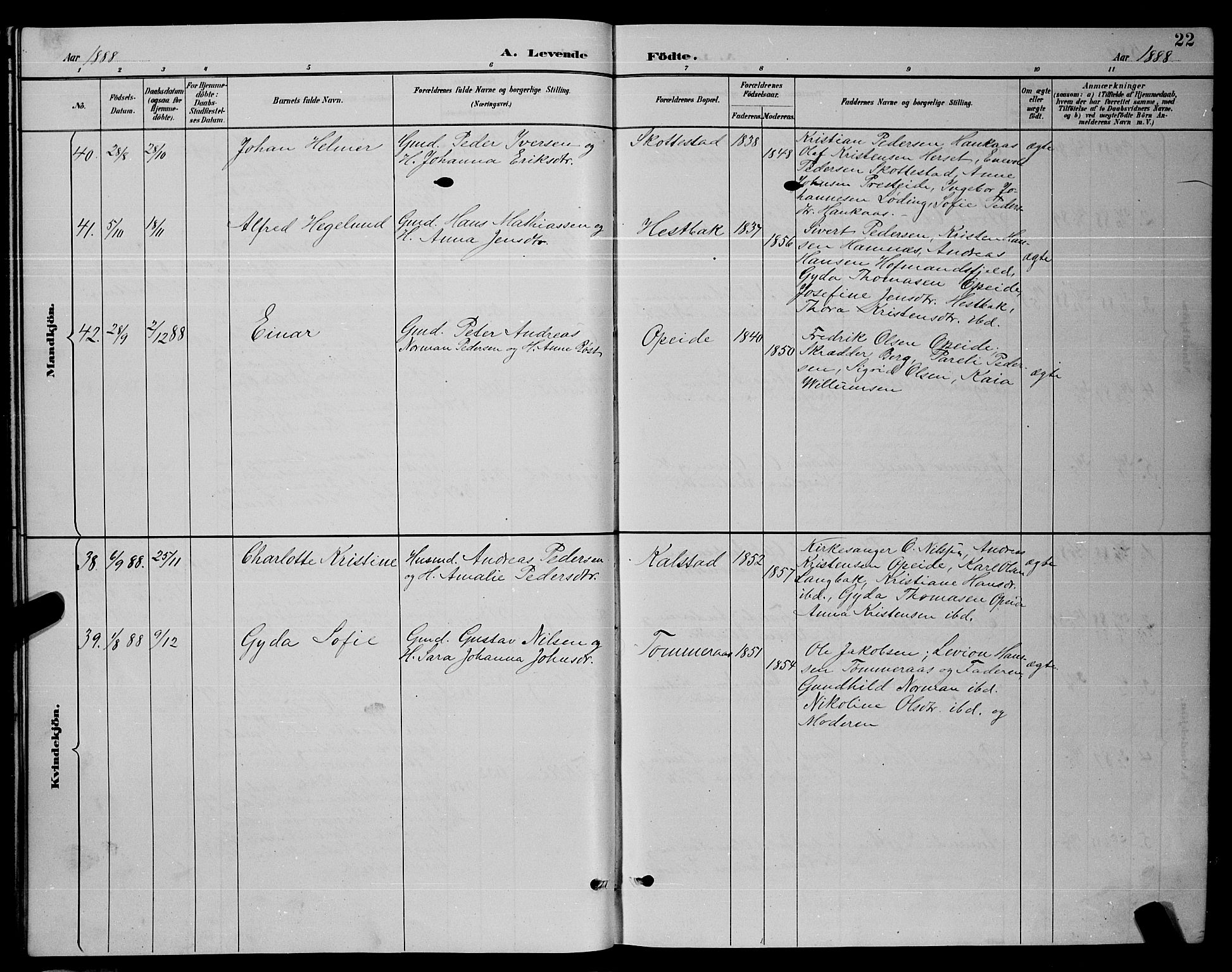 Ministerialprotokoller, klokkerbøker og fødselsregistre - Nordland, SAT/A-1459/859/L0859: Parish register (copy) no. 859C05, 1887-1898, p. 22