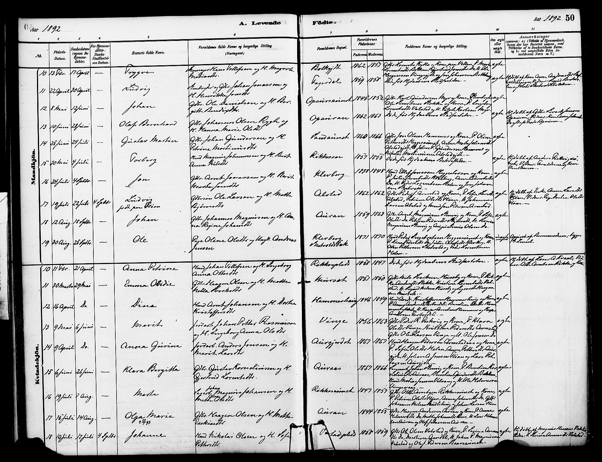 Ministerialprotokoller, klokkerbøker og fødselsregistre - Nord-Trøndelag, SAT/A-1458/712/L0100: Parish register (official) no. 712A01, 1880-1900, p. 50