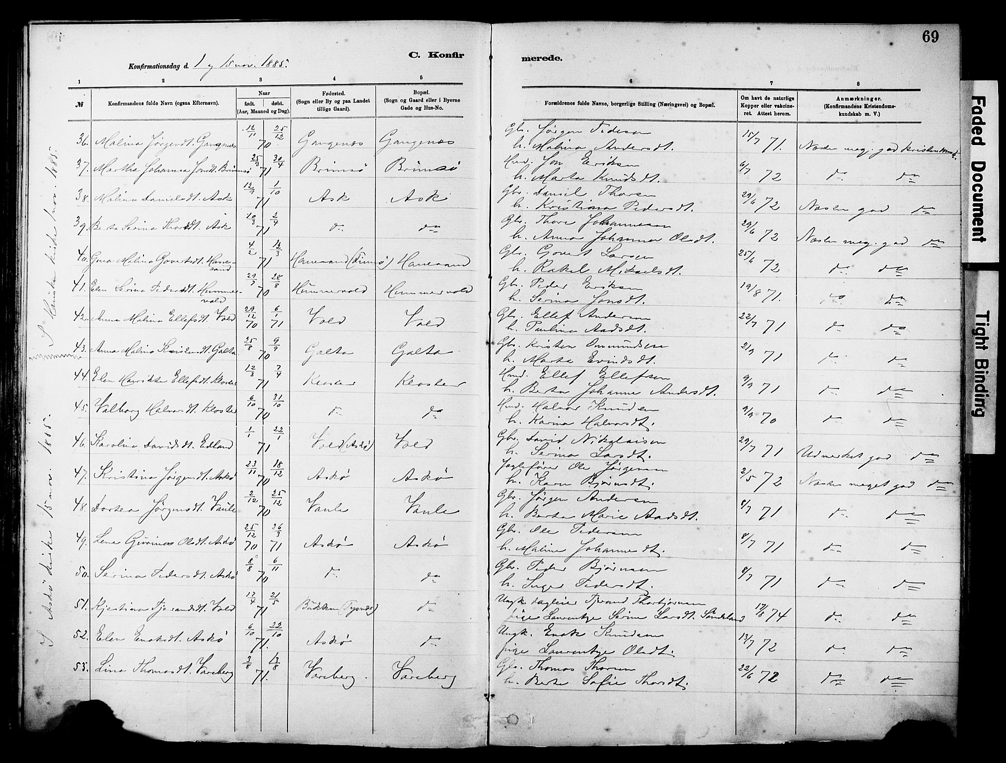 Rennesøy sokneprestkontor, SAST/A -101827/H/Ha/Haa/L0012: Parish register (official) no. A 13, 1885-1917, p. 69