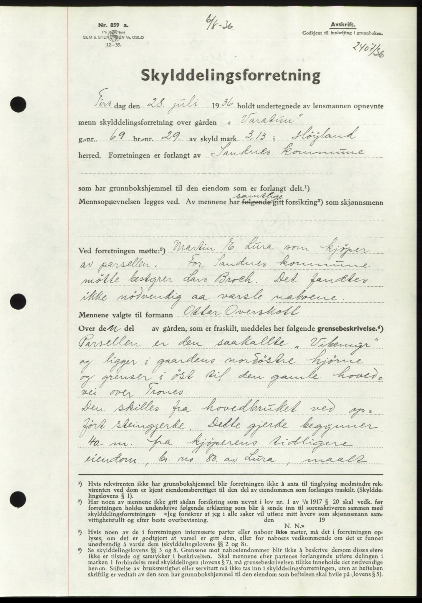 Jæren sorenskriveri, AV/SAST-A-100310/03/G/Gba/L0066: Mortgage book no. 71-72, 1936-1936, Diary no: : 2407/1936