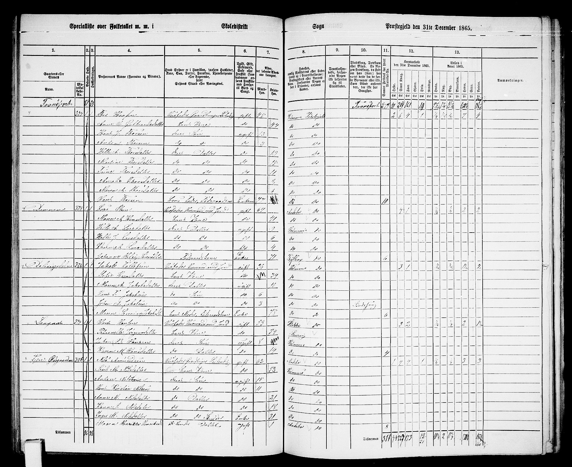 RA, 1865 census for Hedrum, 1865, p. 78