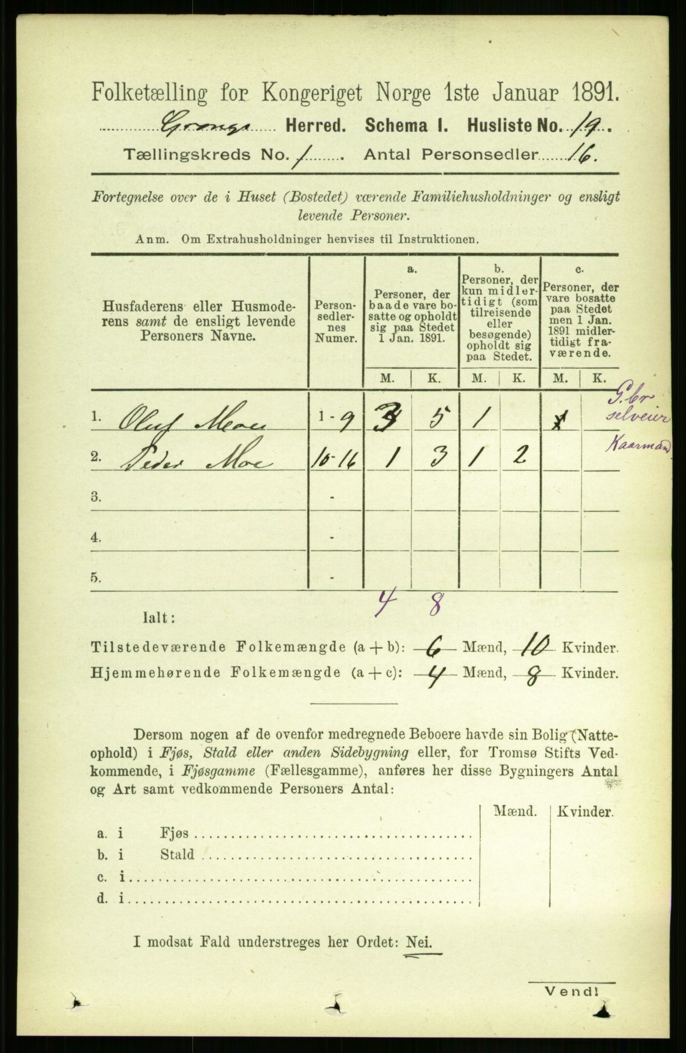 RA, 1891 census for 1742 Grong, 1891, p. 48