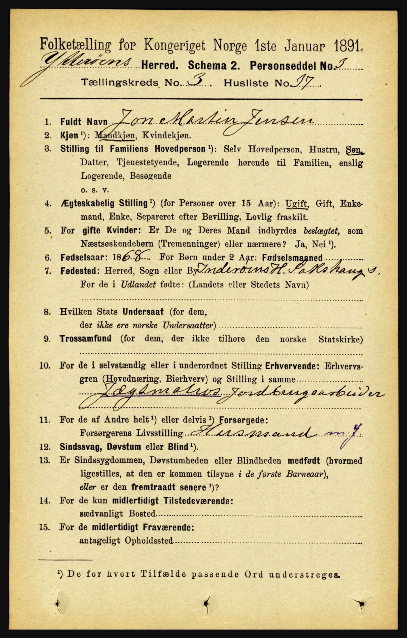 RA, 1891 census for 1722 Ytterøy, 1891, p. 1472