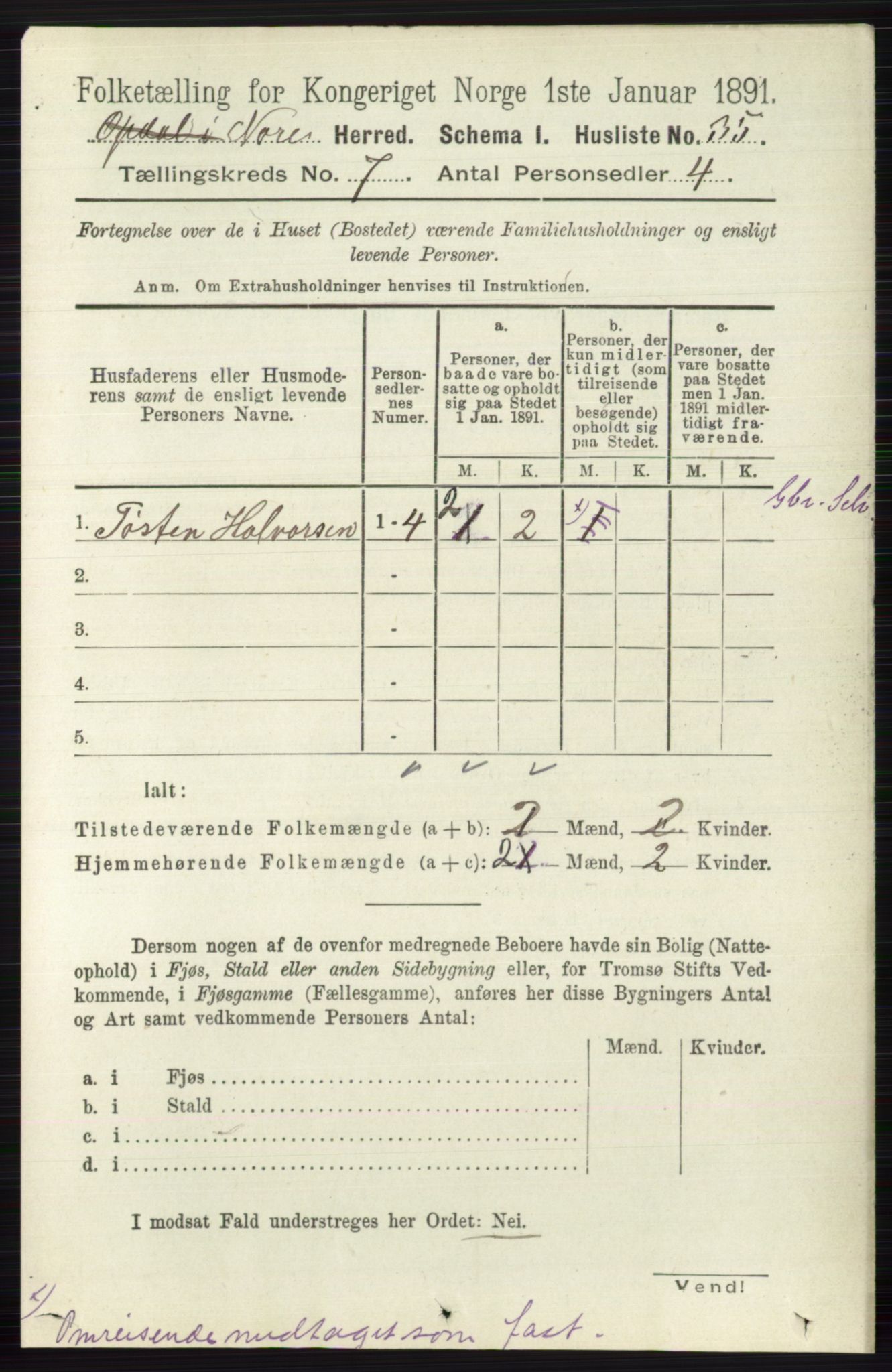 RA, 1891 census for 0633 Nore, 1891, p. 2597