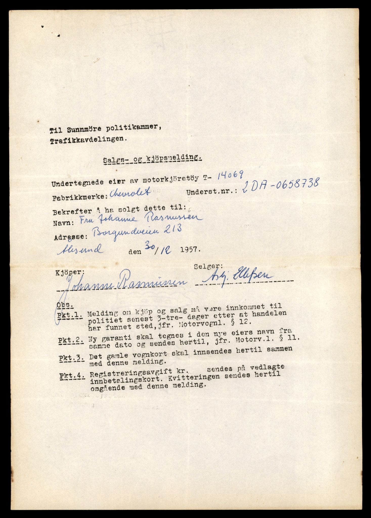 Møre og Romsdal vegkontor - Ålesund trafikkstasjon, AV/SAT-A-4099/F/Fe/L0042: Registreringskort for kjøretøy T 13906 - T 14079, 1927-1998, p. 2963