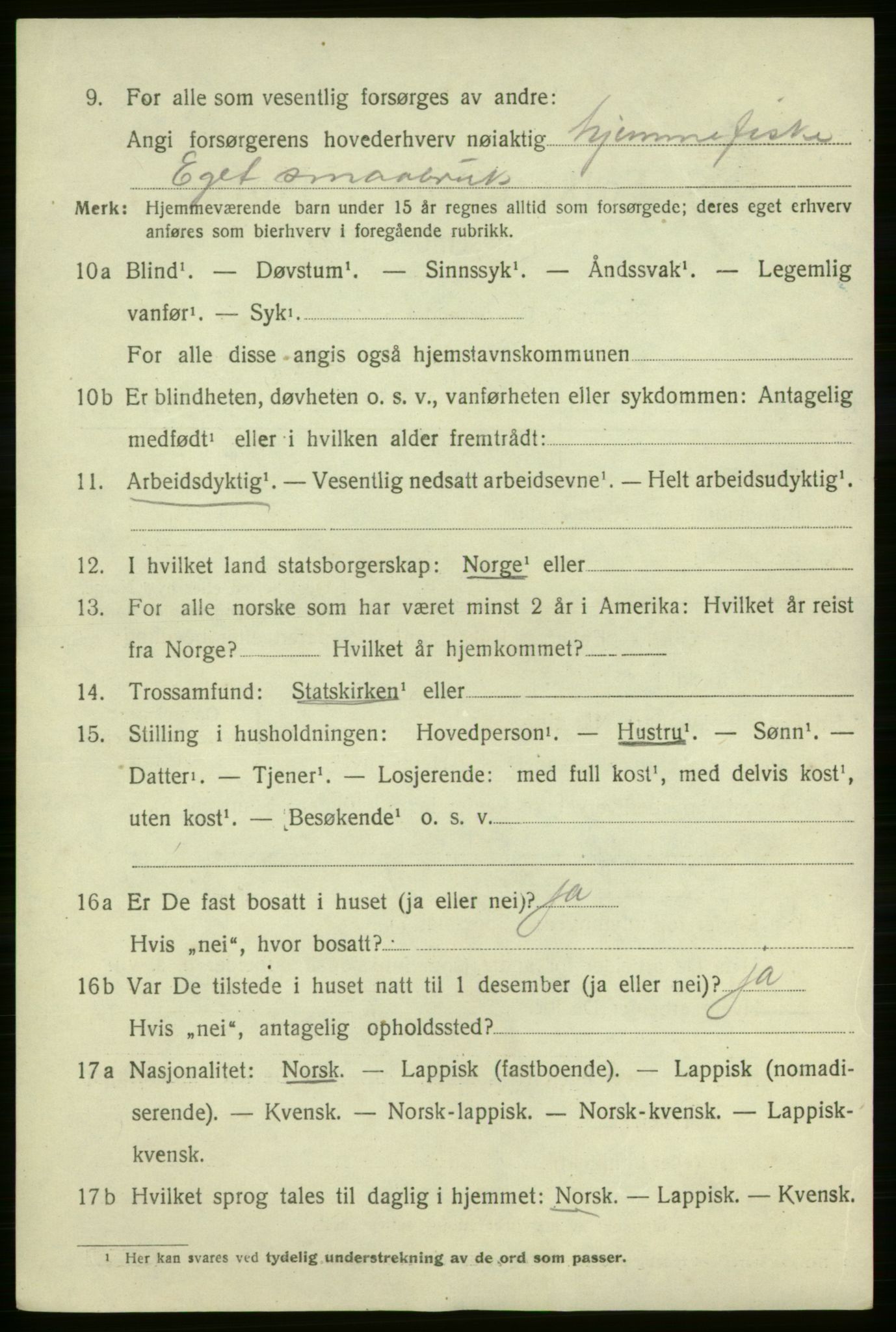 SATØ, 1920 census for Lebesby, 1920, p. 3004