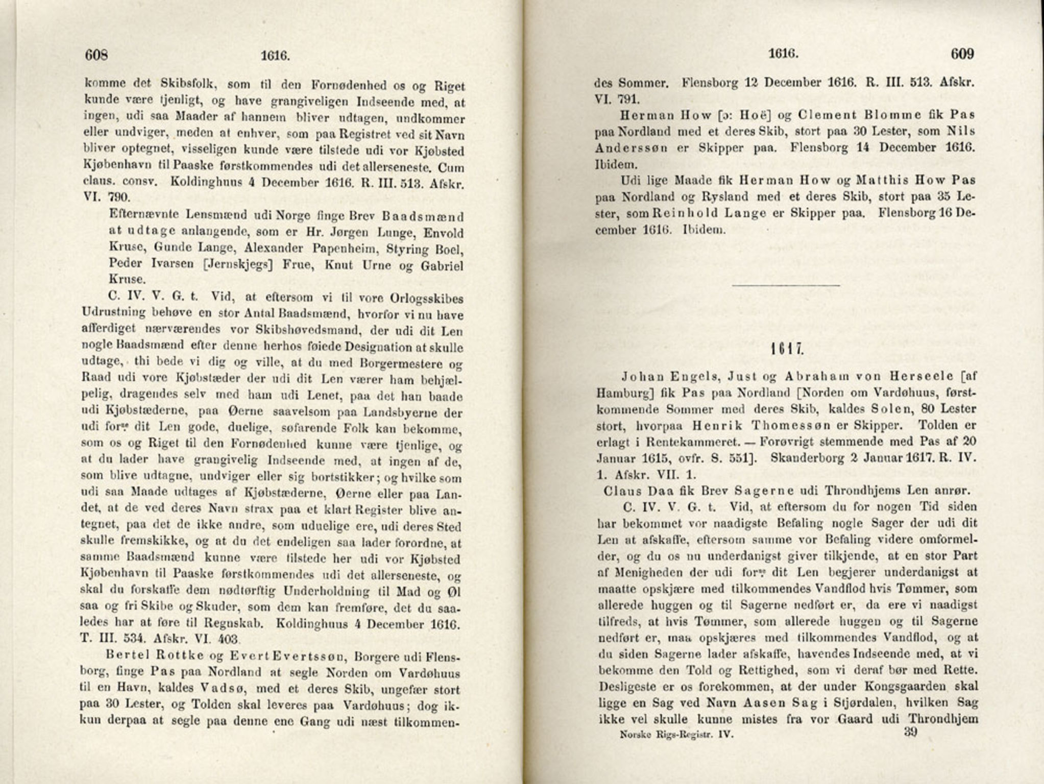 Publikasjoner utgitt av Det Norske Historiske Kildeskriftfond, PUBL/-/-/-: Norske Rigs-Registranter, bind 4, 1603-1618, p. 608-609