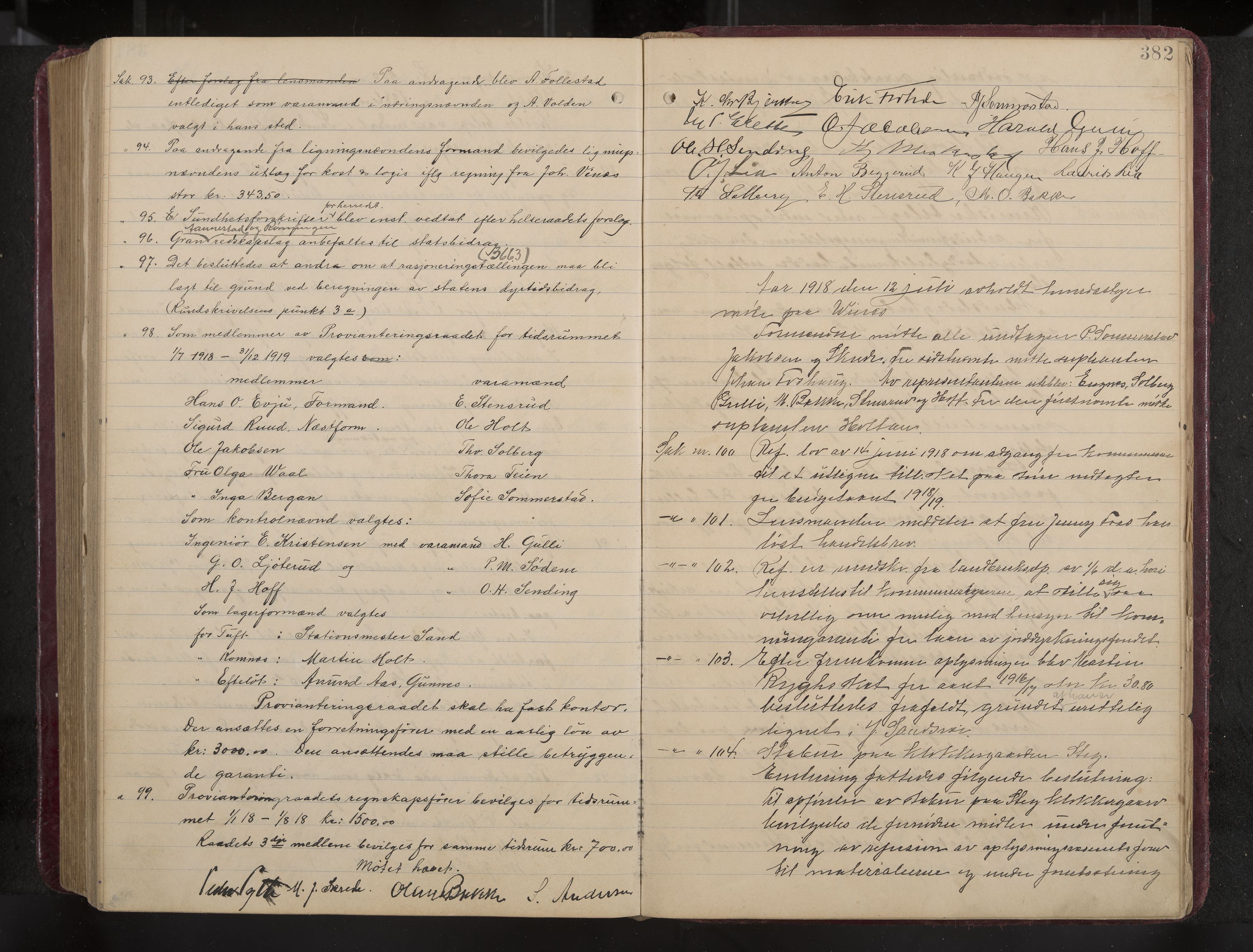 Ytre Sandsvær formannskap og sentraladministrasjon, IKAK/0629021/A/Aa/L0001: Møtebok med register, 1902-1919, p. 382