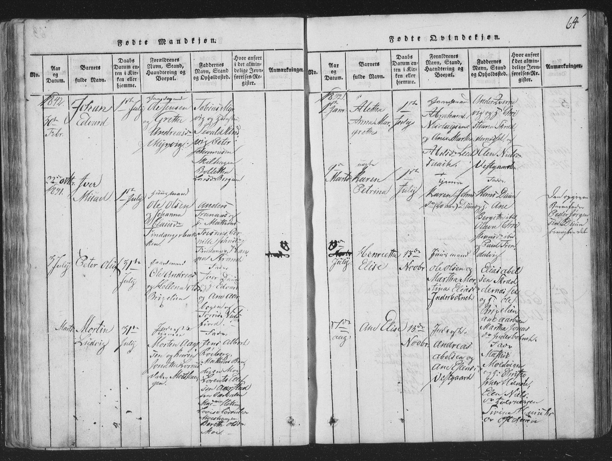 Ministerialprotokoller, klokkerbøker og fødselsregistre - Nord-Trøndelag, SAT/A-1458/773/L0613: Parish register (official) no. 773A04, 1815-1845, p. 64
