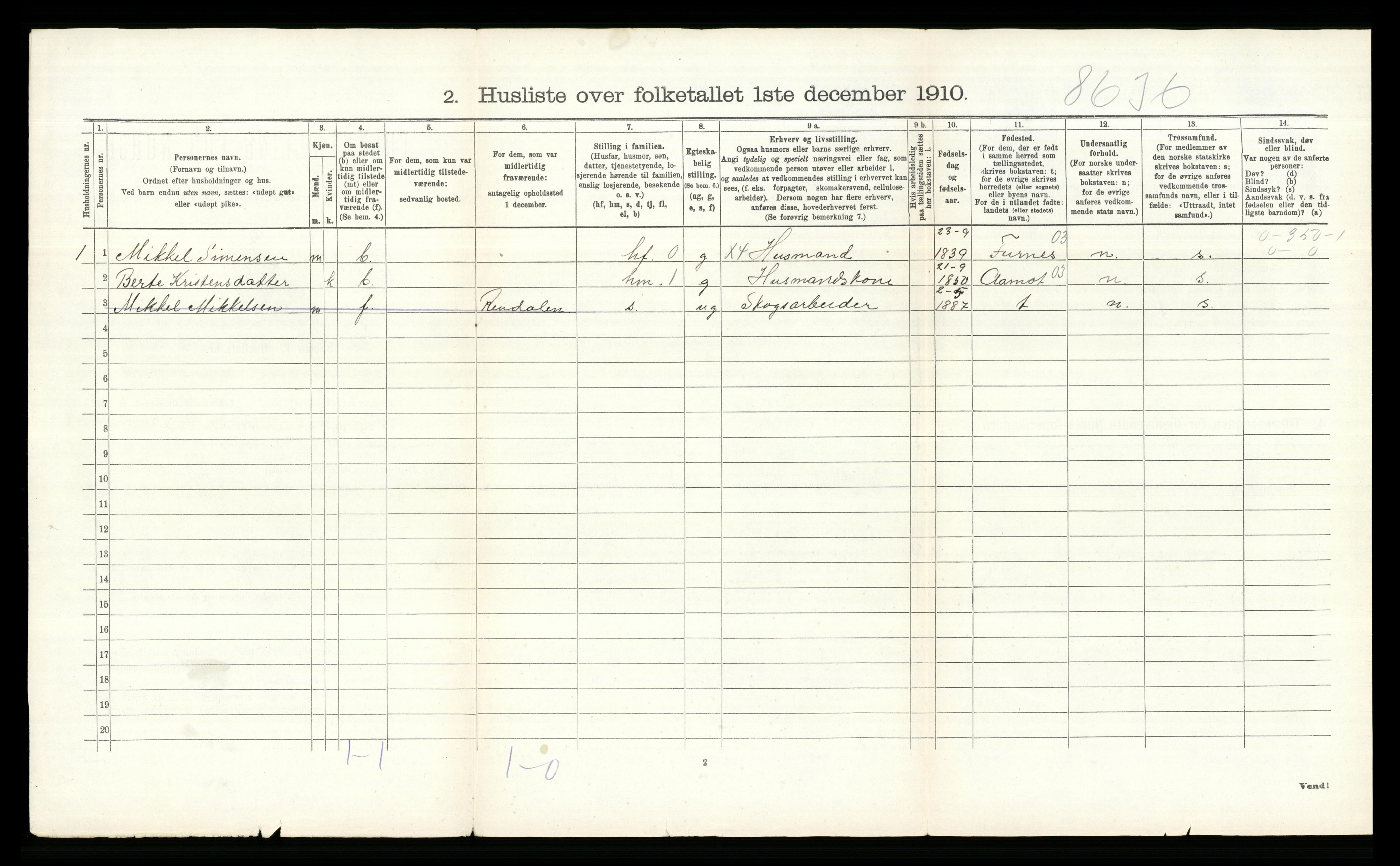 RA, 1910 census for Lille Elvedalen, 1910, p. 76