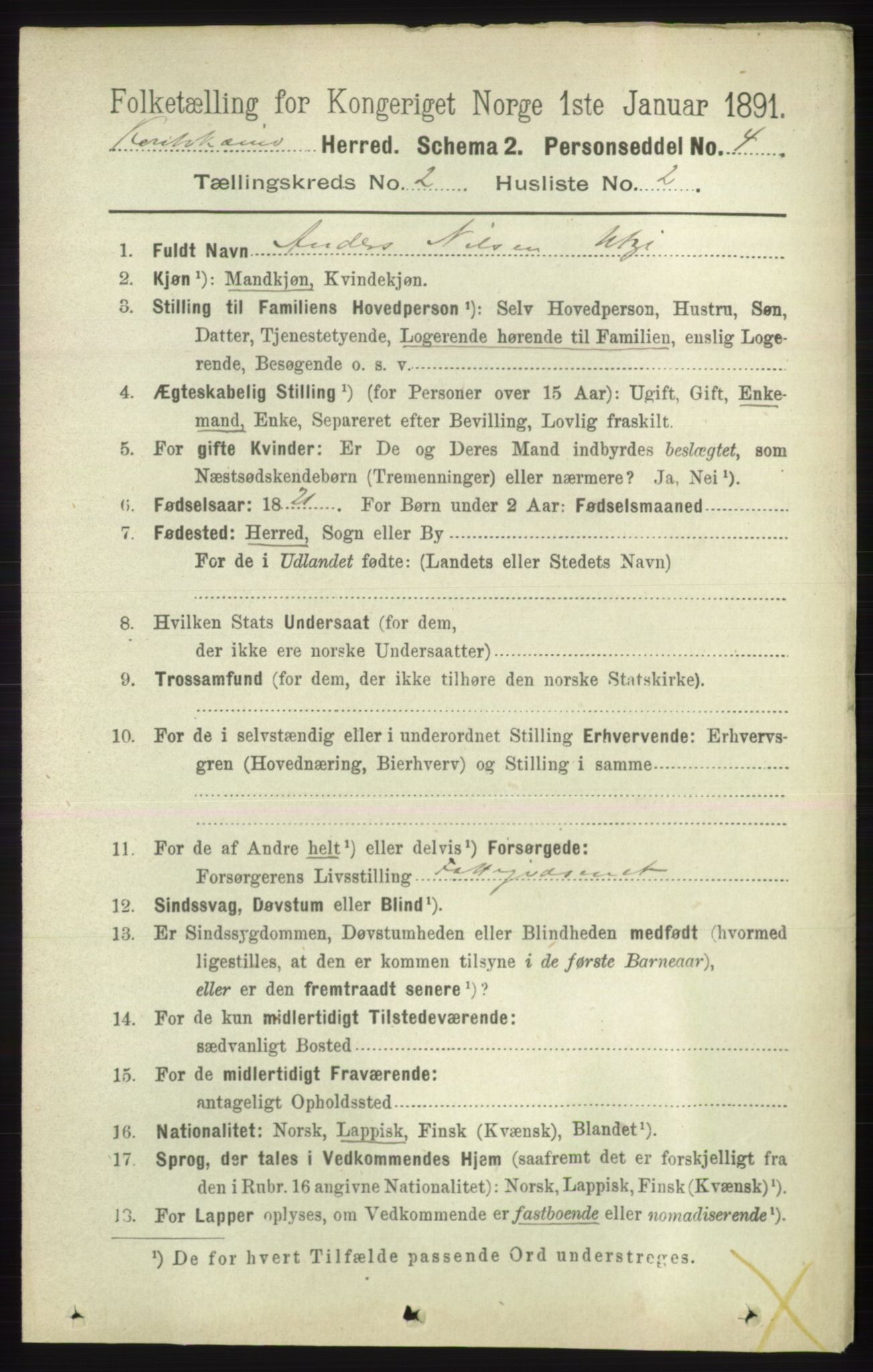 RA, 1891 census for 2011 Kautokeino, 1891, p. 334