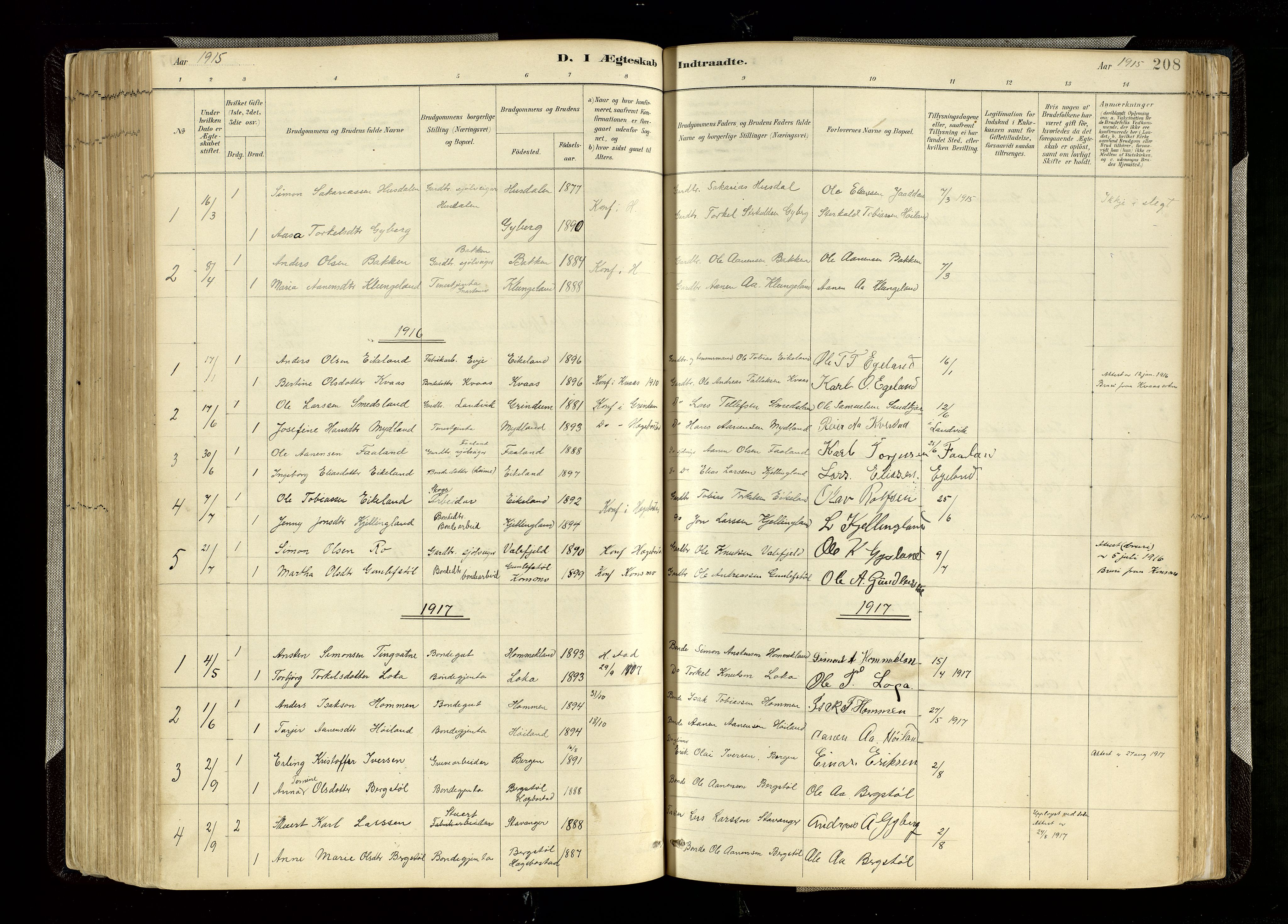 Hægebostad sokneprestkontor, AV/SAK-1111-0024/F/Fa/Faa/L0006: Parish register (official) no. A 6, 1887-1929, p. 208