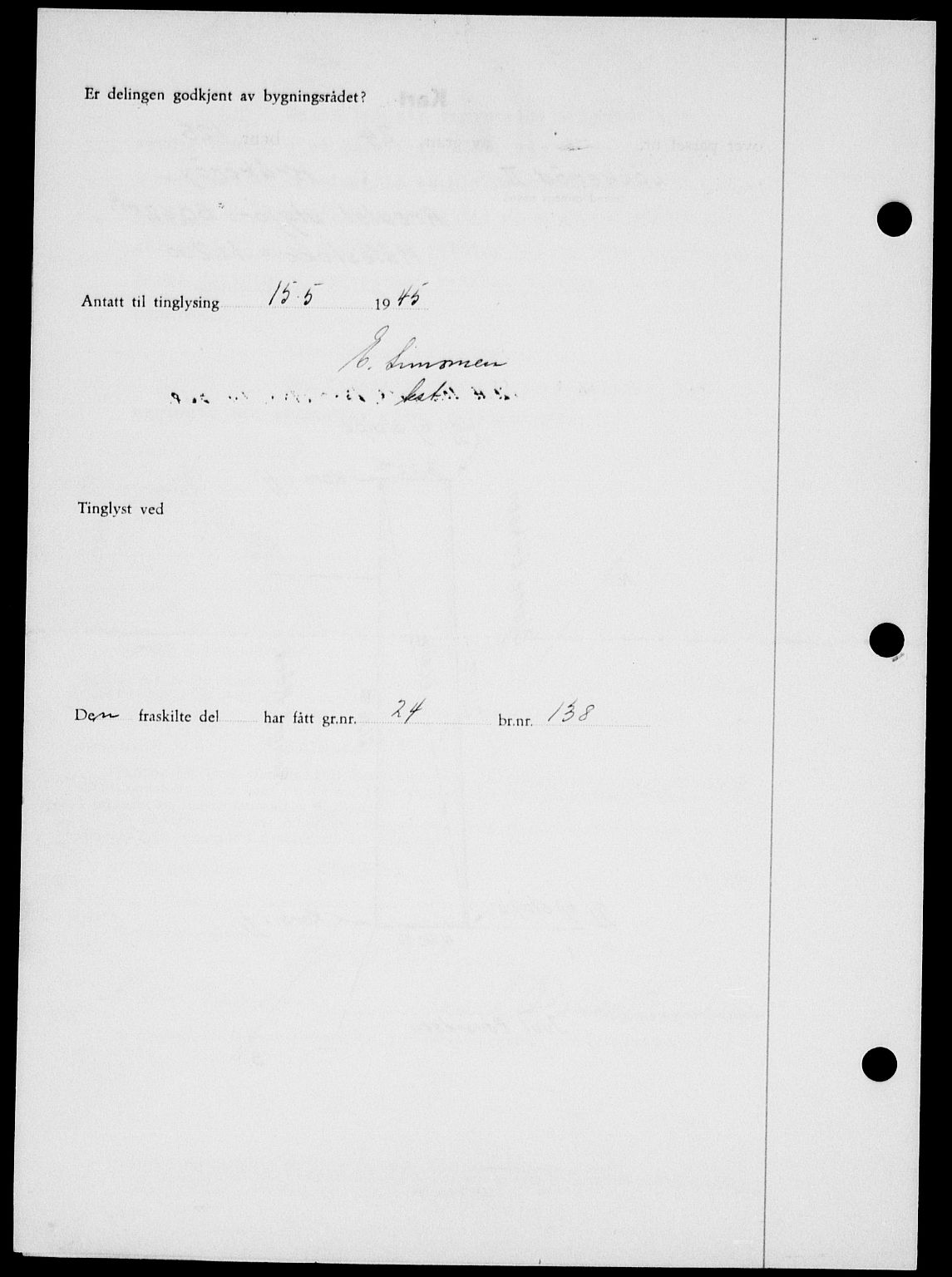 Onsøy sorenskriveri, SAO/A-10474/G/Ga/Gab/L0014: Mortgage book no. II A-14, 1944-1945, Diary no: : 799/1945