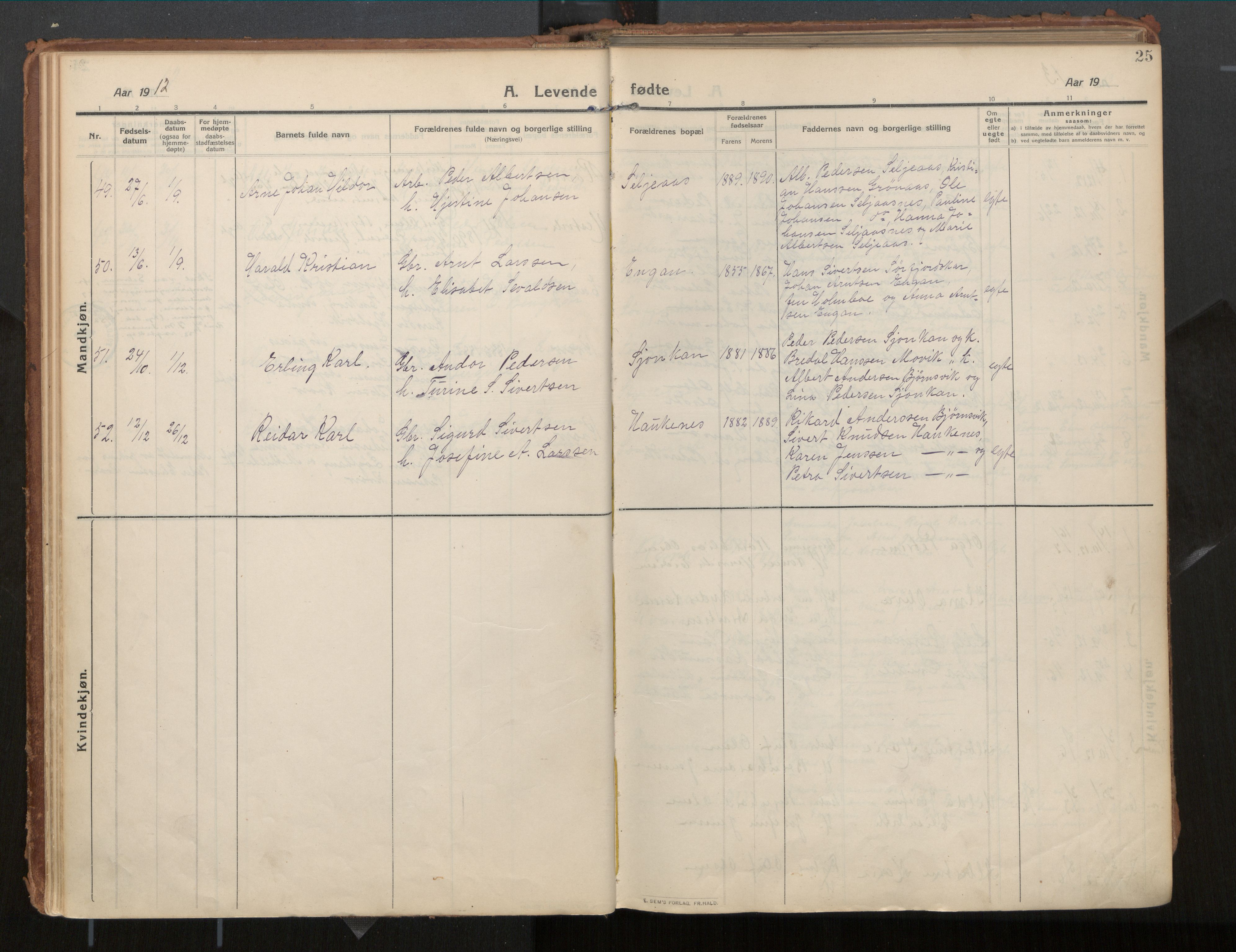 Ministerialprotokoller, klokkerbøker og fødselsregistre - Nordland, AV/SAT-A-1459/854/L0784: Parish register (official) no. 854A07, 1910-1922, p. 25