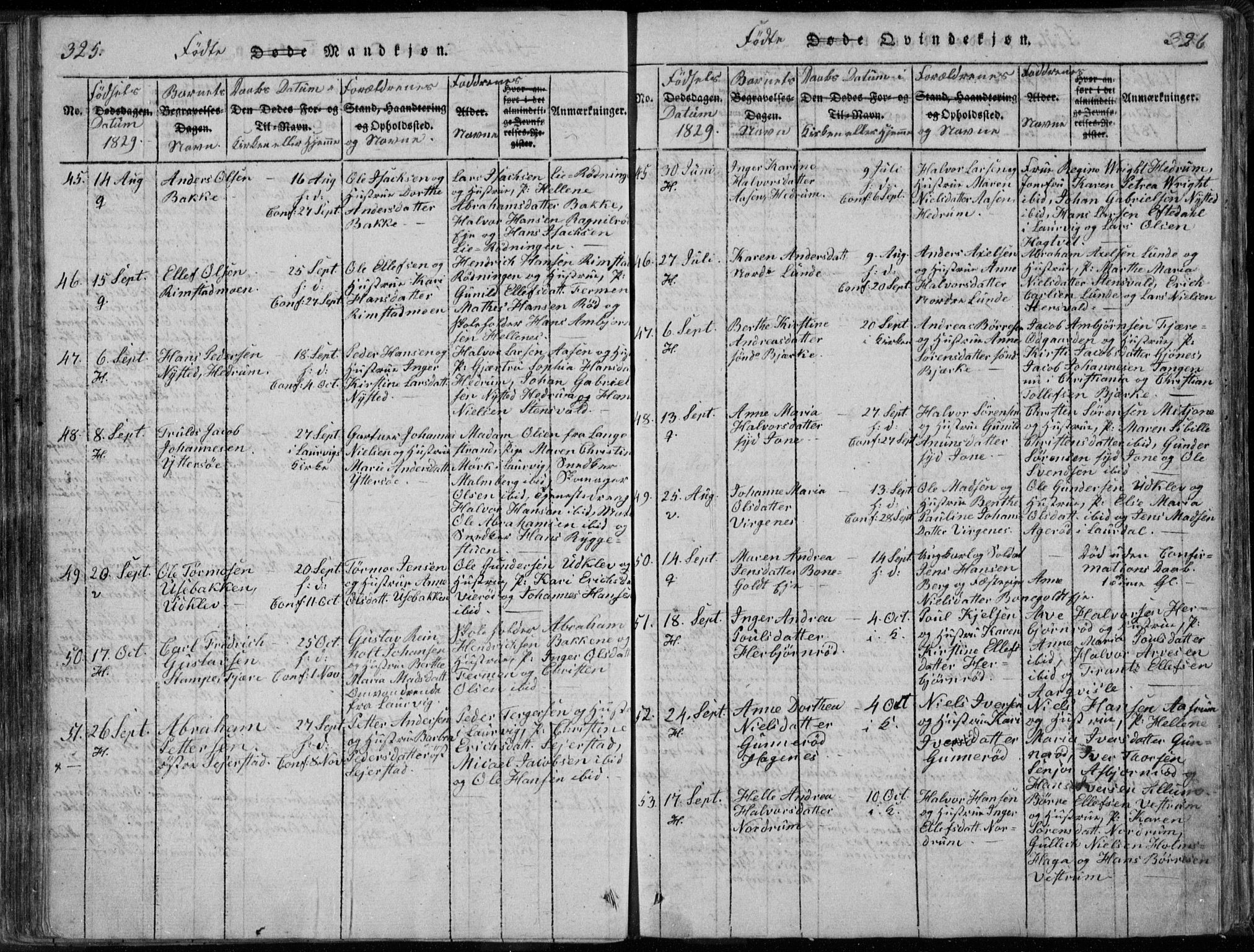 Hedrum kirkebøker, AV/SAKO-A-344/F/Fa/L0004: Parish register (official) no. I 4, 1817-1835, p. 325-326