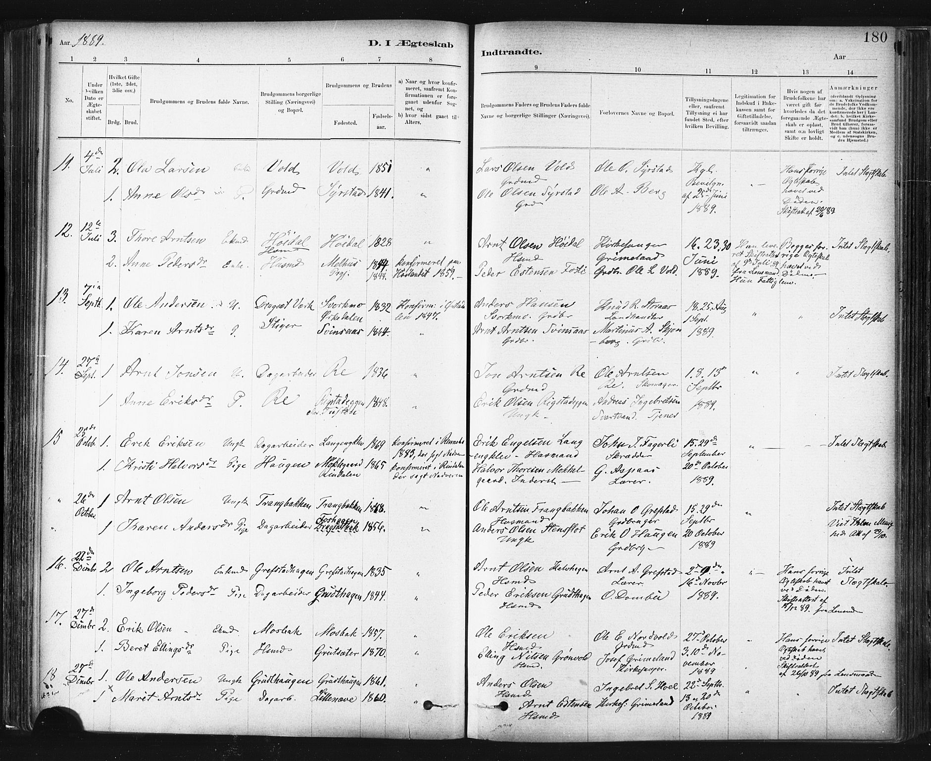 Ministerialprotokoller, klokkerbøker og fødselsregistre - Sør-Trøndelag, SAT/A-1456/672/L0857: Parish register (official) no. 672A09, 1882-1893, p. 180