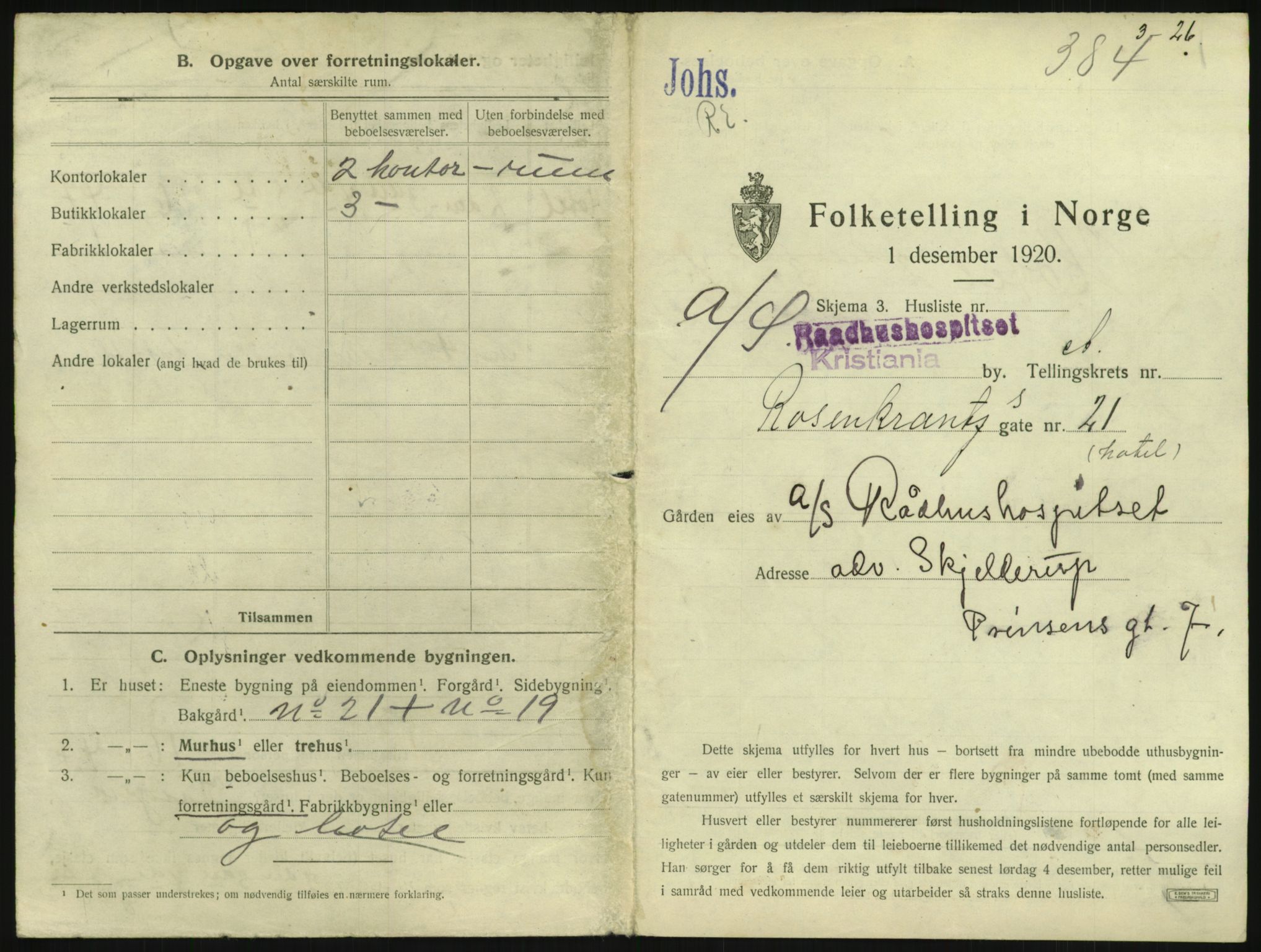 SAO, 1920 census for Kristiania, 1920, p. 84473