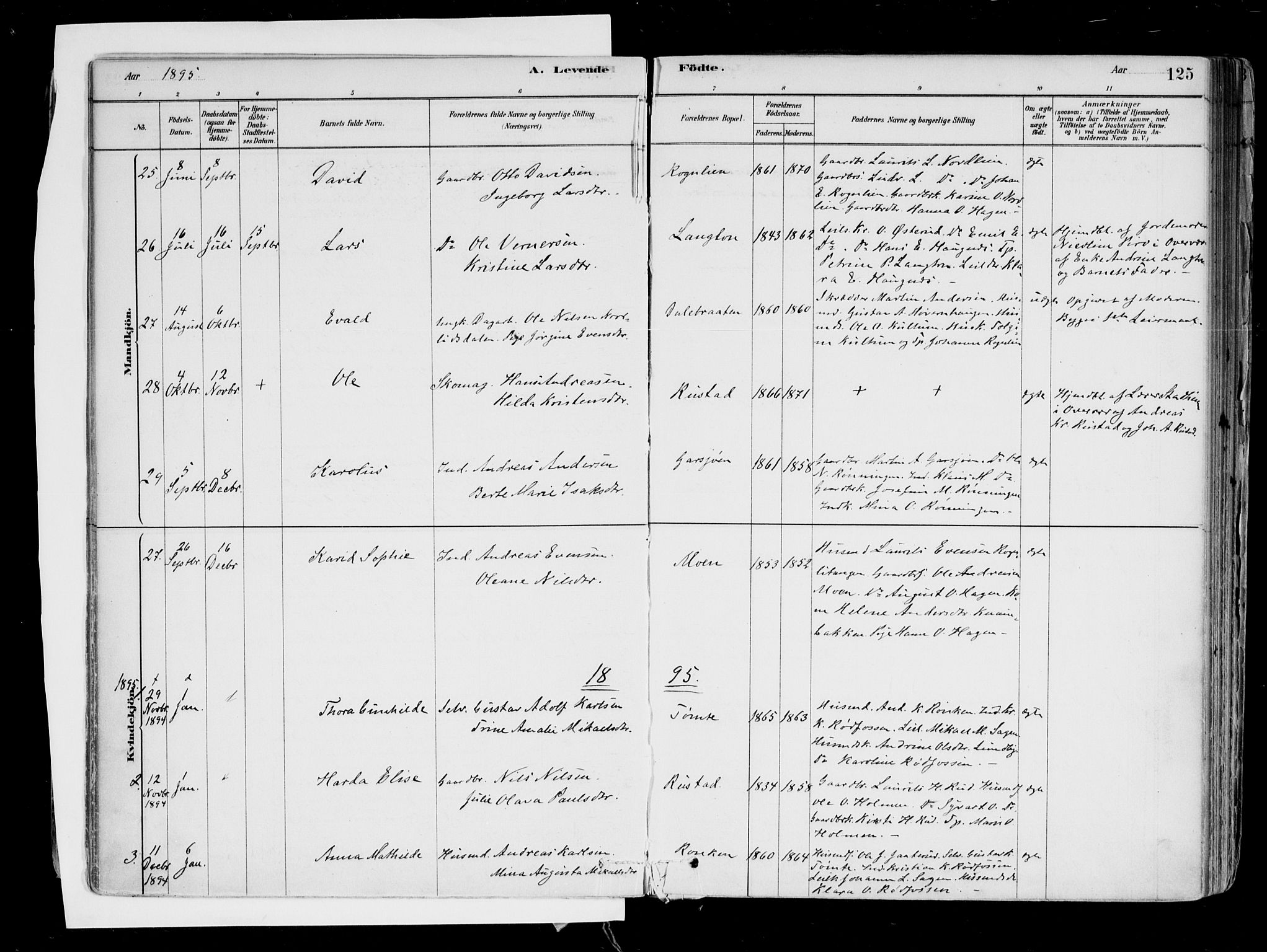 Hurdal prestekontor Kirkebøker, SAO/A-10889/F/Fa/L0007: Parish register (official) no. I 7, 1878-1906, p. 125
