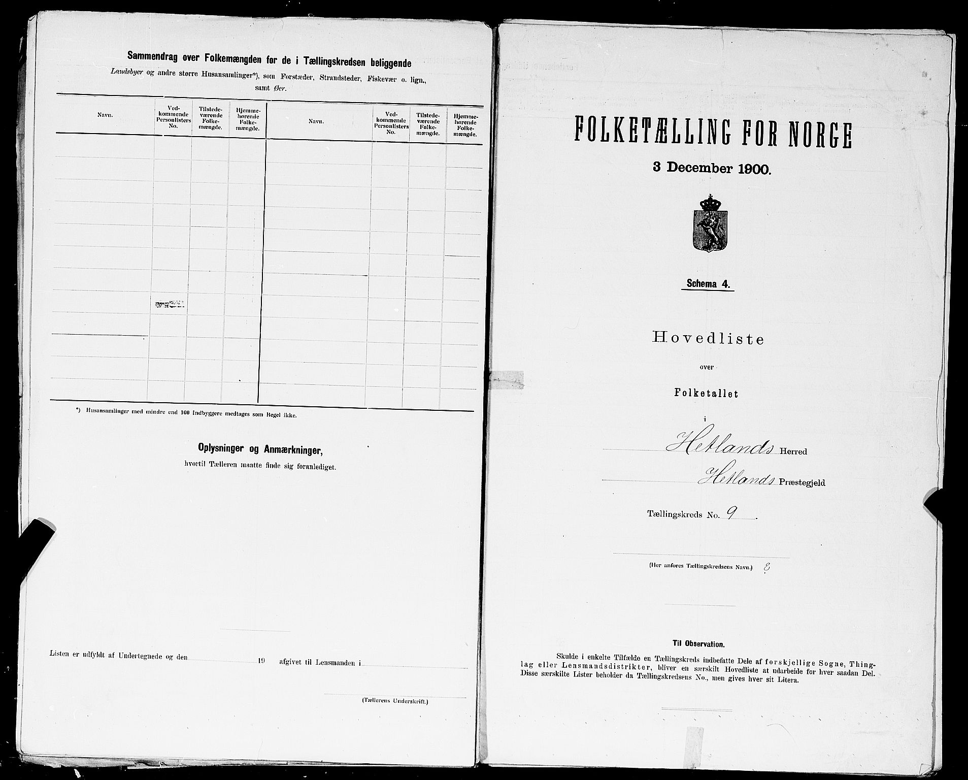 SAST, 1900 census for Hetland, 1900, p. 43