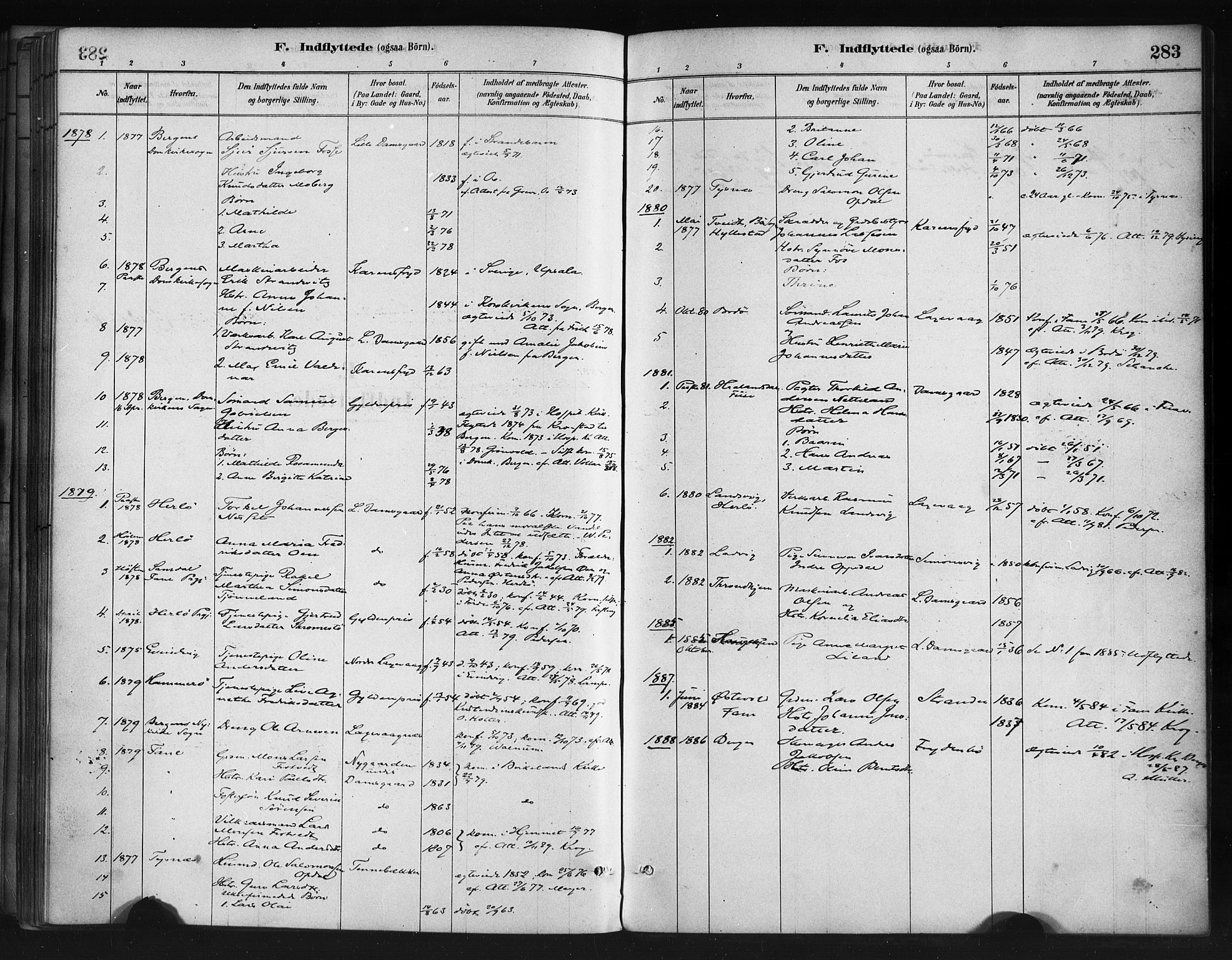 Askøy Sokneprestembete, AV/SAB-A-74101/H/Ha/Haa/Haae/L0002: Parish register (official) no. E 2, 1878-1891, p. 283