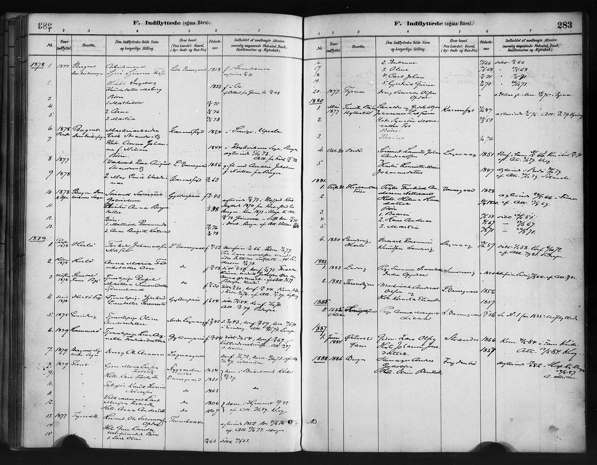 Askøy Sokneprestembete, SAB/A-74101/H/Ha/Haa/Haae/L0002: Parish register (official) no. E 2, 1878-1891, p. 283