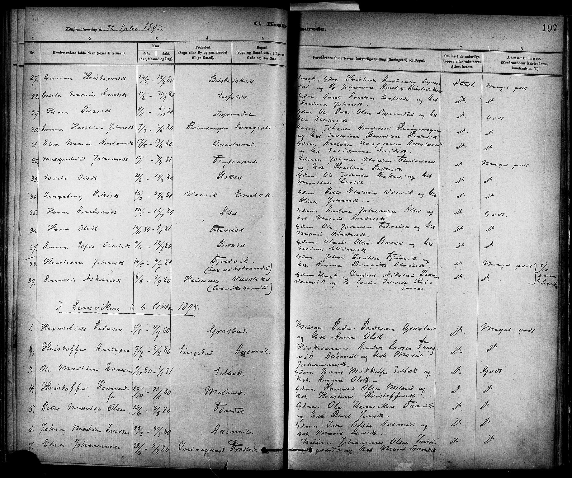 Ministerialprotokoller, klokkerbøker og fødselsregistre - Sør-Trøndelag, SAT/A-1456/647/L0634: Parish register (official) no. 647A01, 1885-1896, p. 197
