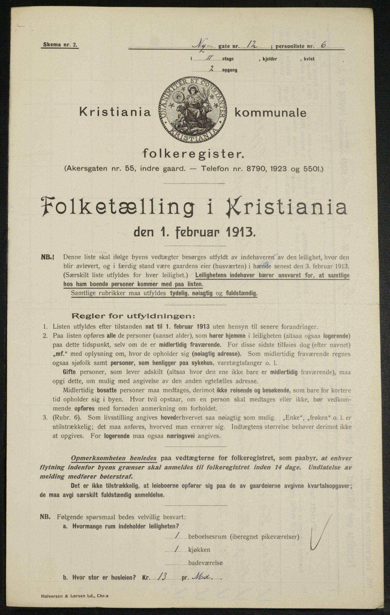 OBA, Municipal Census 1913 for Kristiania, 1913, p. 74099