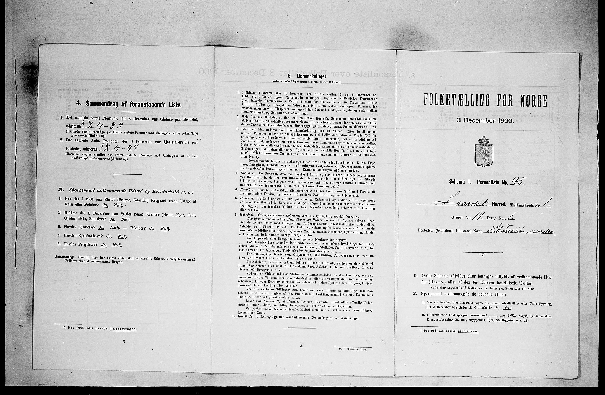 SAKO, 1900 census for Lårdal, 1900, p. 125