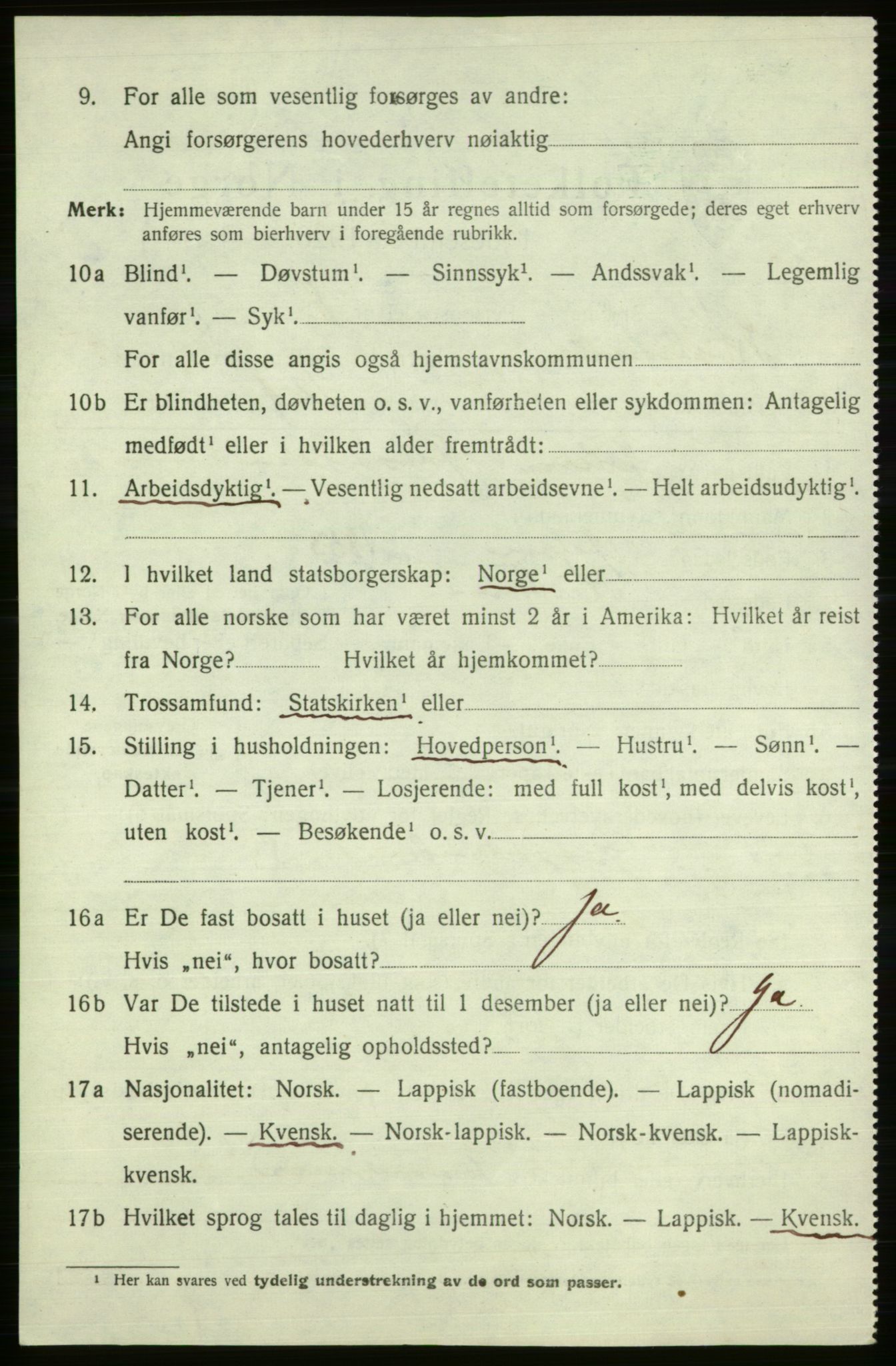 SATØ, 1920 census for Kistrand, 1920, p. 3583