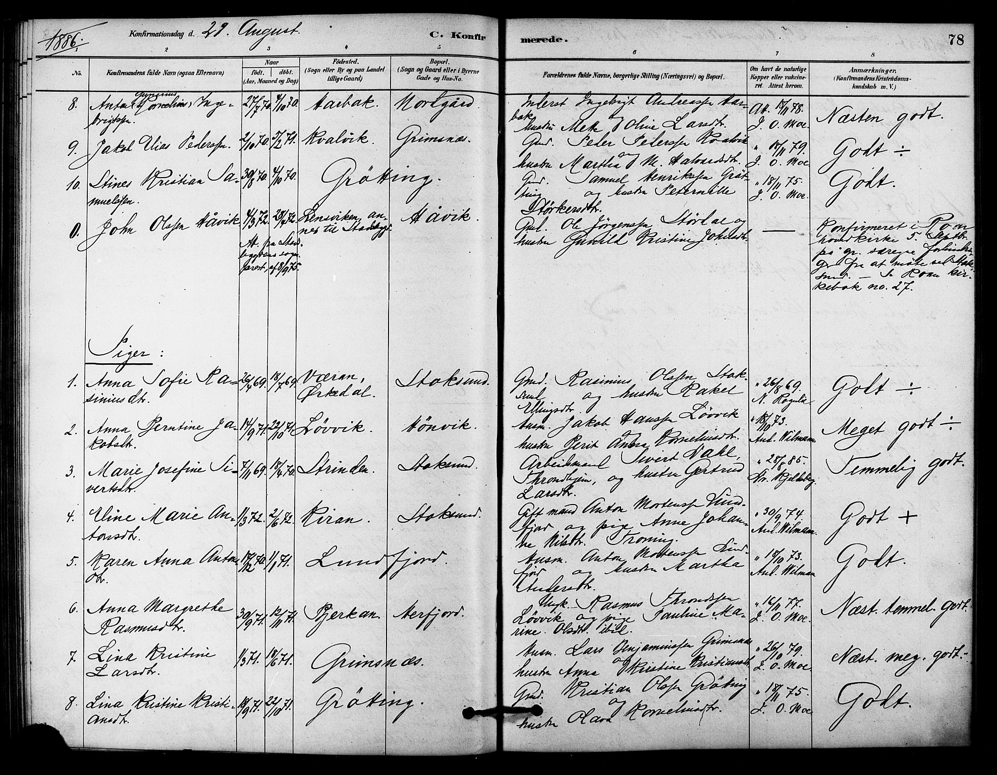 Ministerialprotokoller, klokkerbøker og fødselsregistre - Sør-Trøndelag, SAT/A-1456/656/L0692: Parish register (official) no. 656A01, 1879-1893, p. 78