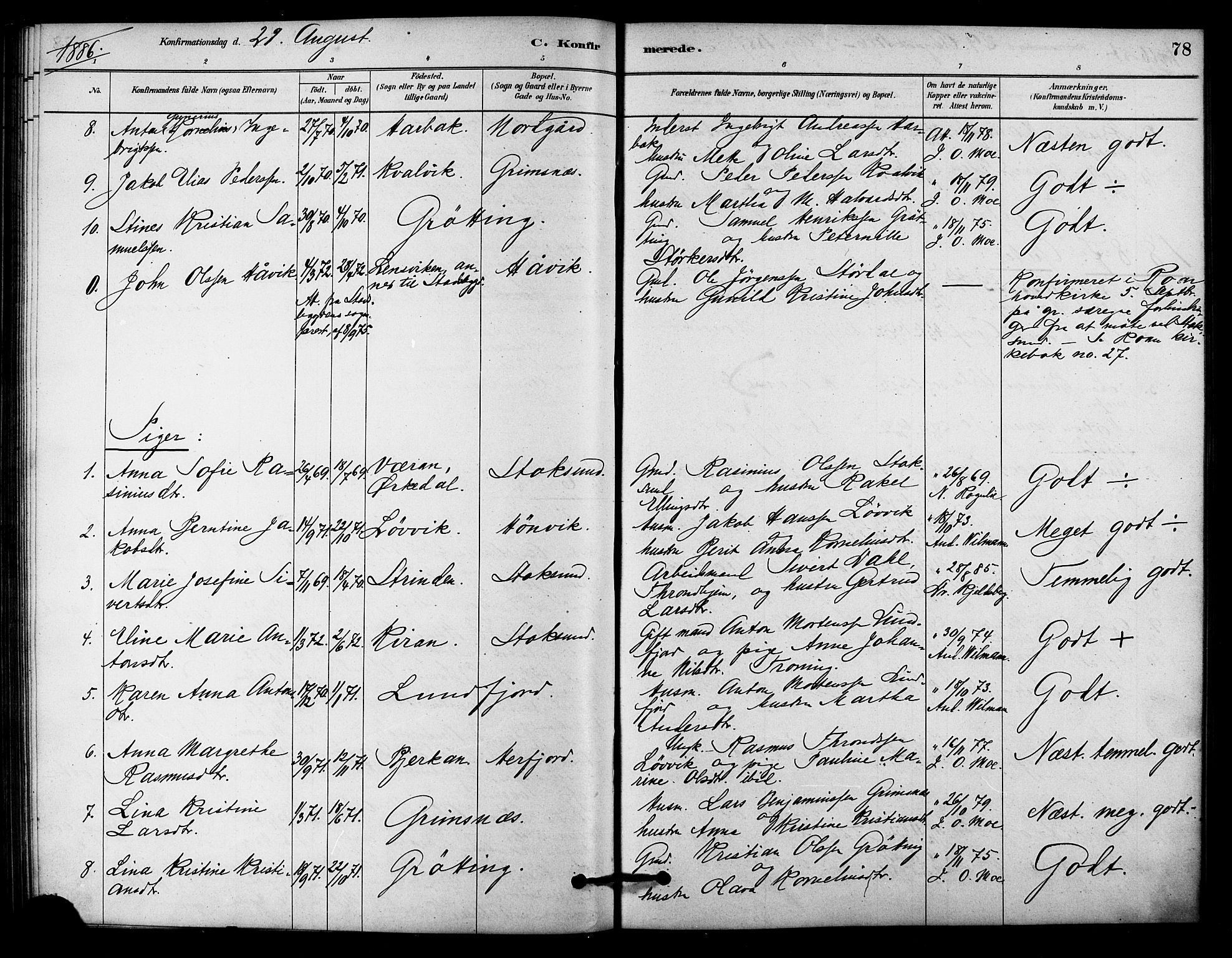 Ministerialprotokoller, klokkerbøker og fødselsregistre - Sør-Trøndelag, AV/SAT-A-1456/656/L0692: Parish register (official) no. 656A01, 1879-1893, p. 78