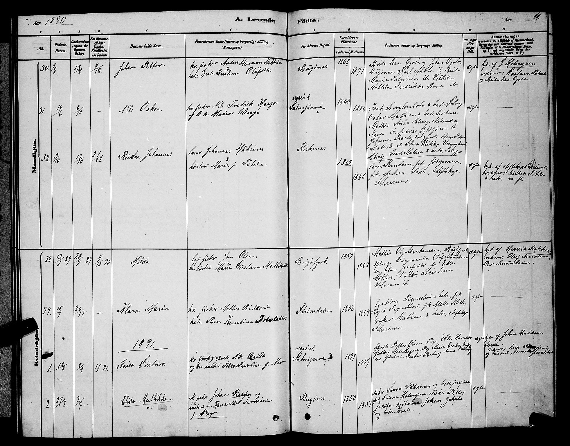 Sør-Varanger sokneprestkontor, SATØ/S-1331/H/Hb/L0003klokker: Parish register (copy) no. 3, 1878-1891, p. 99