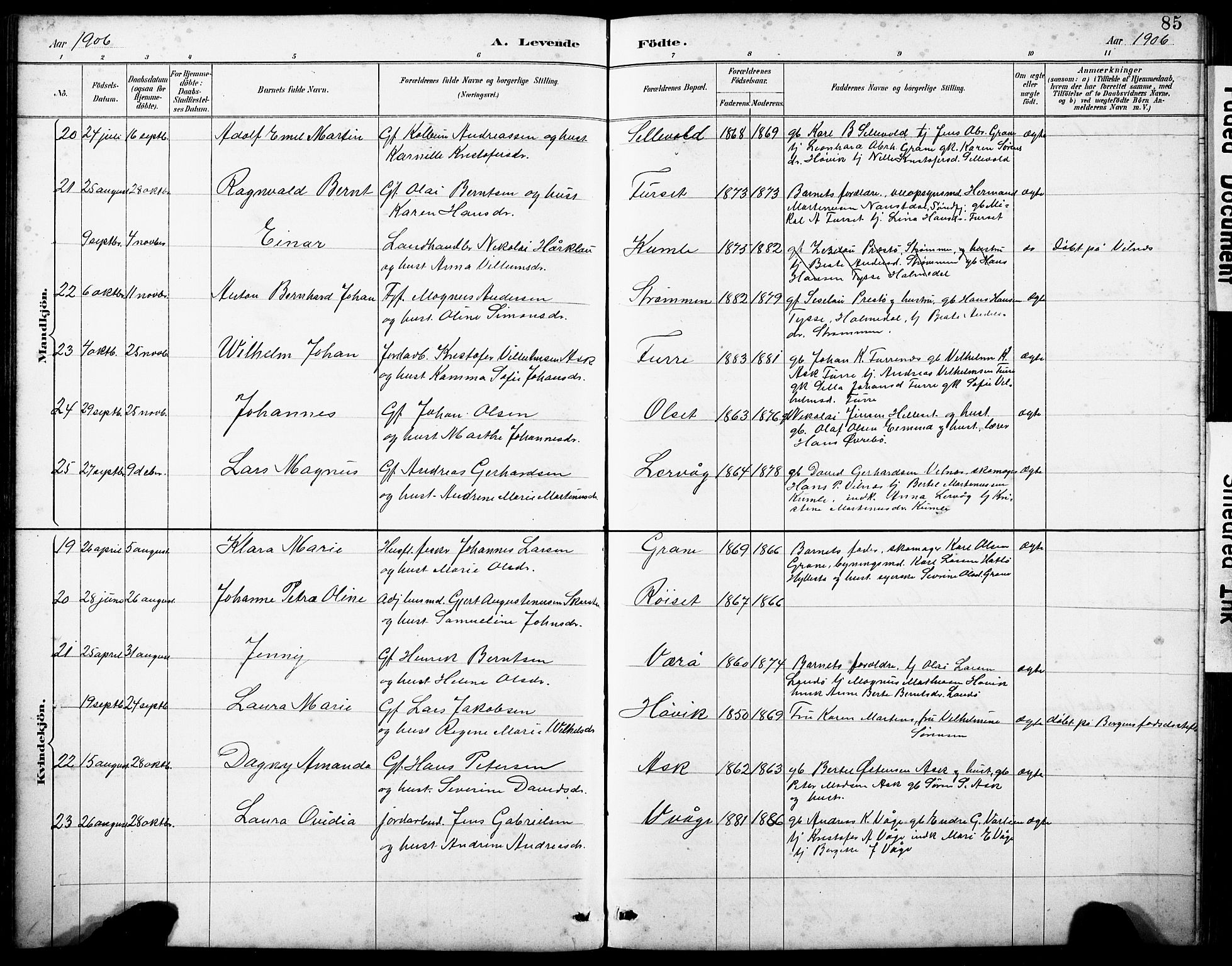 Askvoll sokneprestembete, AV/SAB-A-79501/H/Hab/Haba/L0003: Parish register (copy) no. A 3, 1886-1928, p. 85