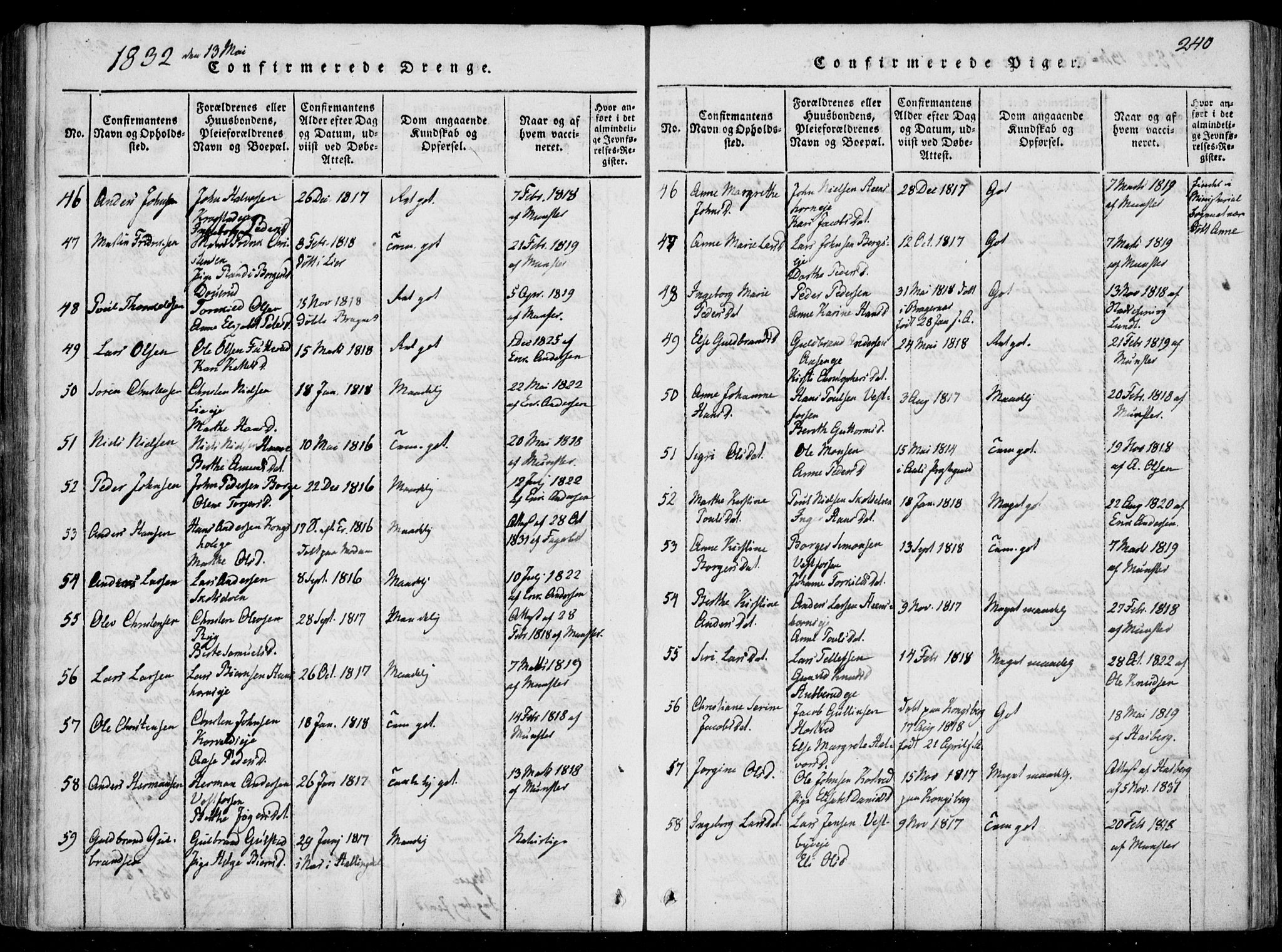 Eiker kirkebøker, SAKO/A-4/F/Fa/L0012: Parish register (official) no. I 12, 1827-1832, p. 240